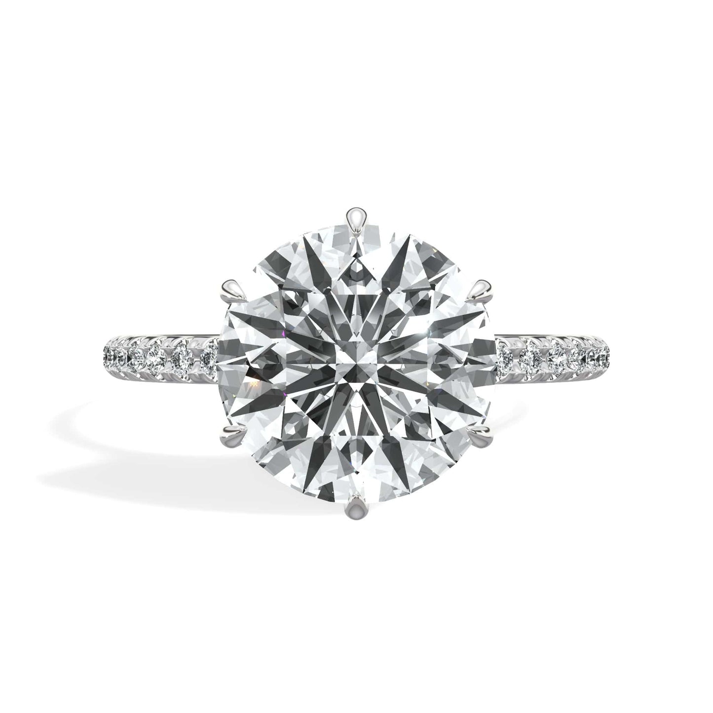 3.50 Carats Lab Grown Round Cut Six Prong Hidden Halo Diamond Engagement Ring