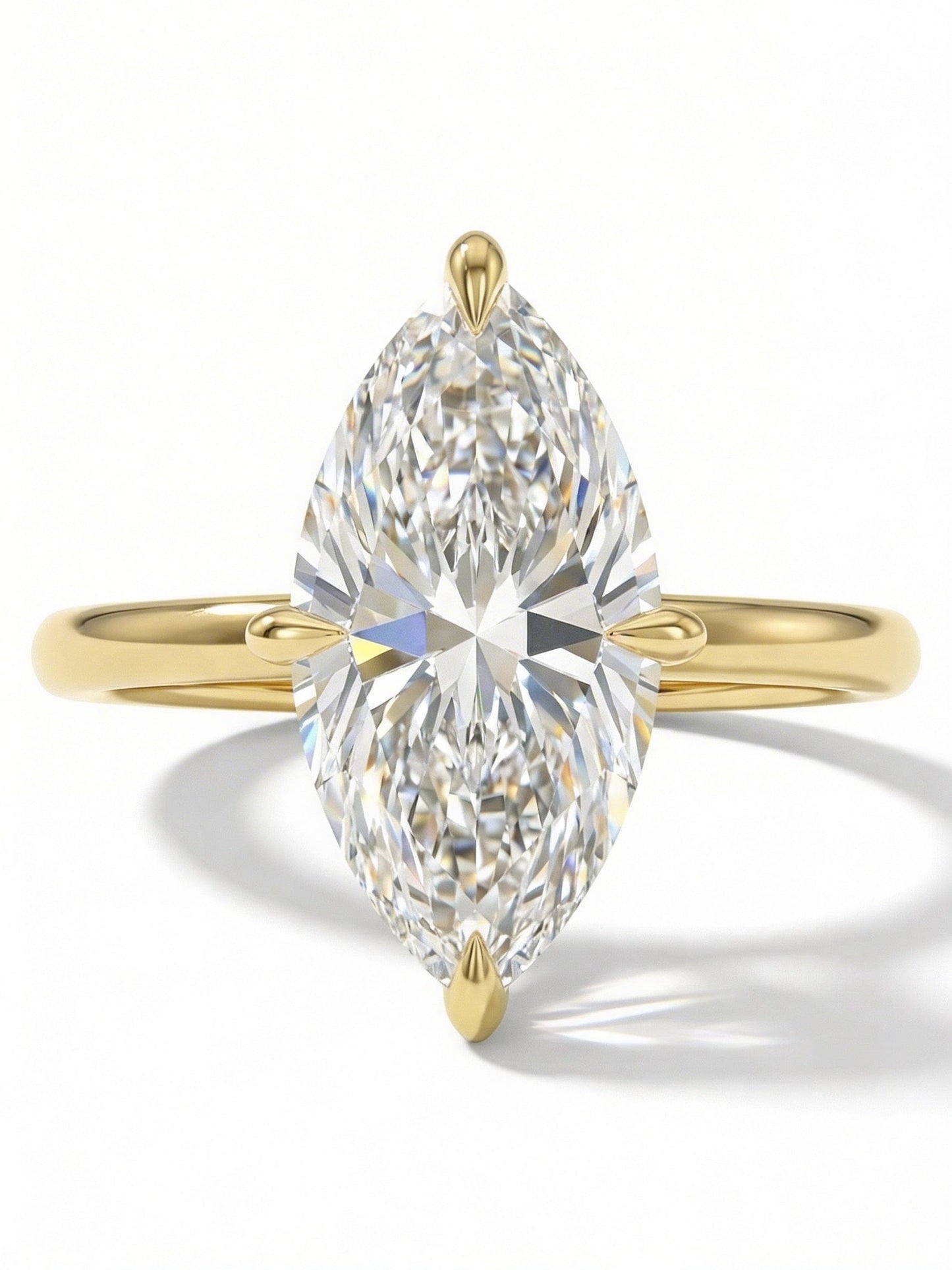 3 Carat Lab Grown Marquise Cut Diamond Compass Solitaire Engagement Ring