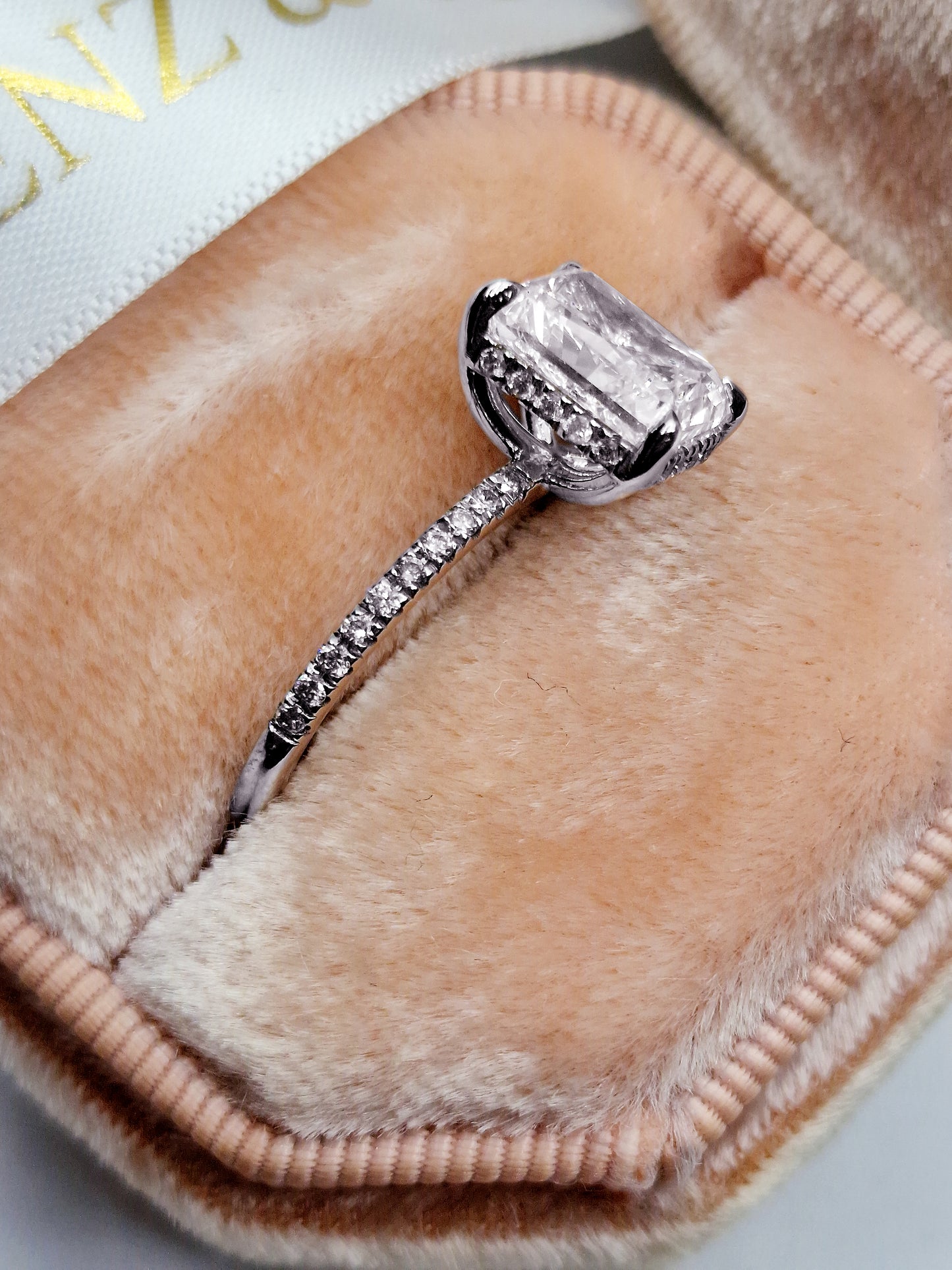 3.50 Carat Radiant Cut Natural Diamond Hidden Halo Engagement Ring