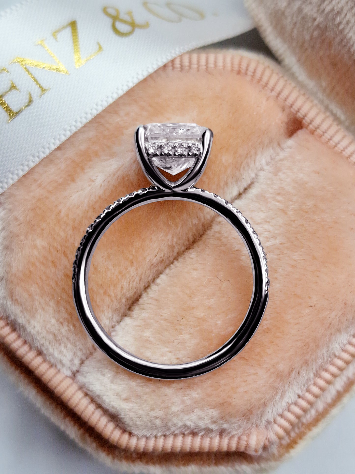 3.50 Carat Radiant Cut Natural Diamond Hidden Halo Engagement Ring