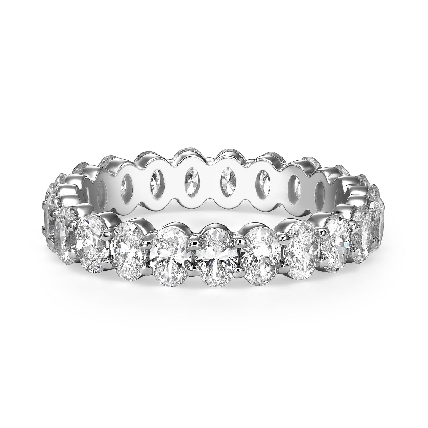 3 ct Oval Cut Lab Grown Diamond Eternity Band - Low-Set