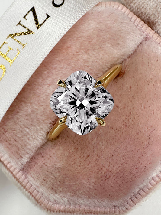 3 Carat Lab Grown Cushion Cut Diamond Solitaire Engagement Ring