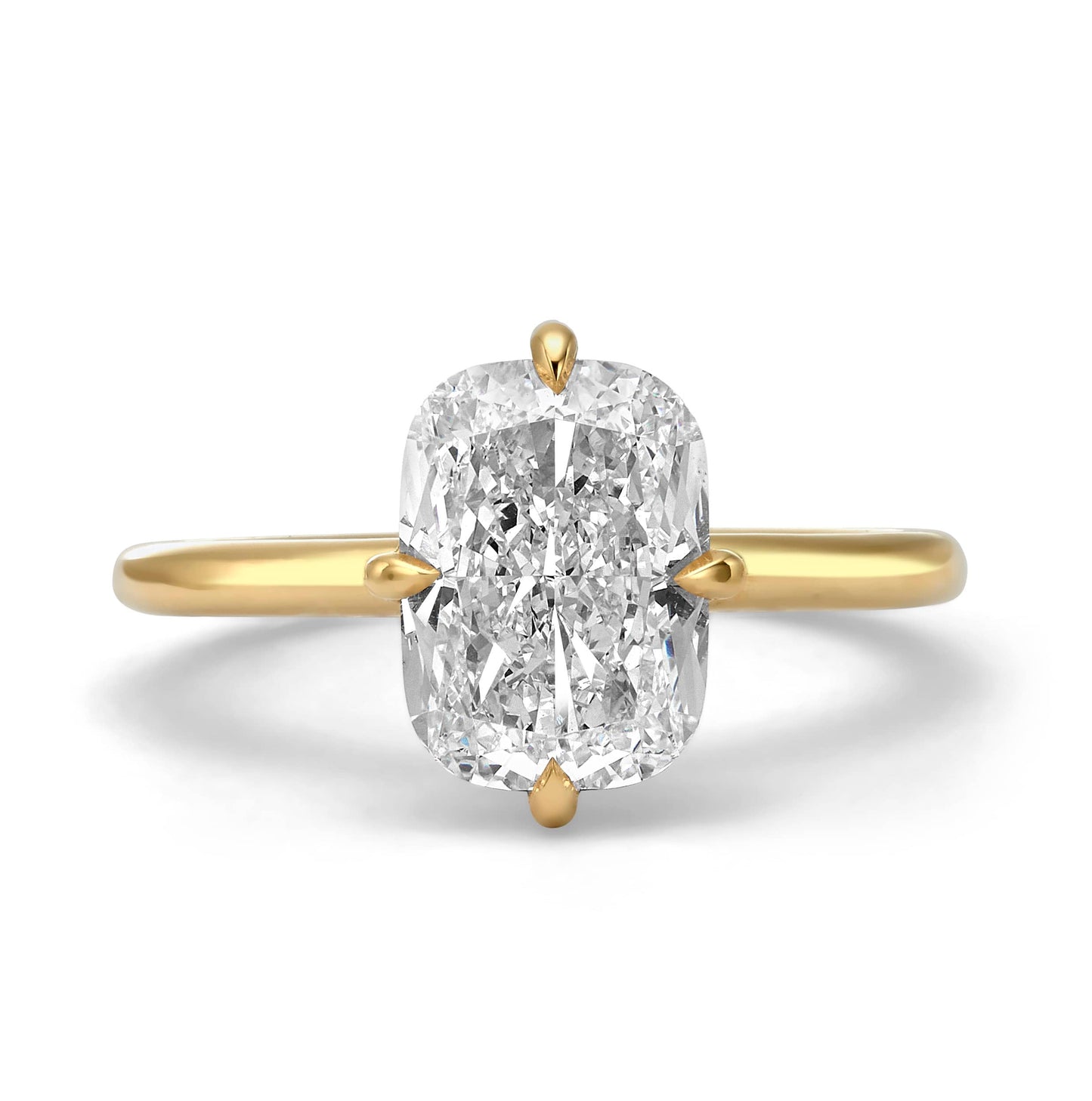 3.0 Carat Lab Grown Elongated Cushion Cut Diamond Solitaire Engagement Ring