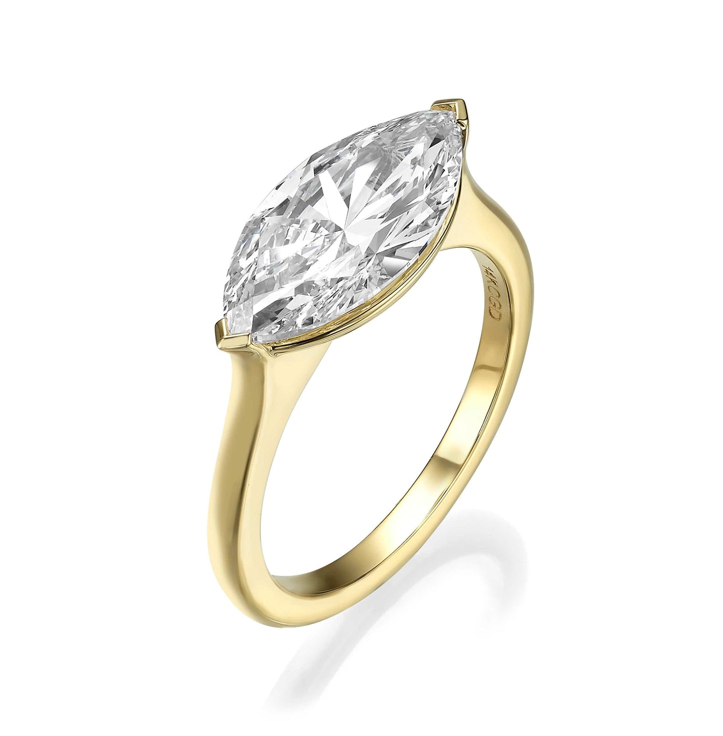 3 Carat Lab Grown Marquise Cut Diamond East-West Solitaire Engagement Ring