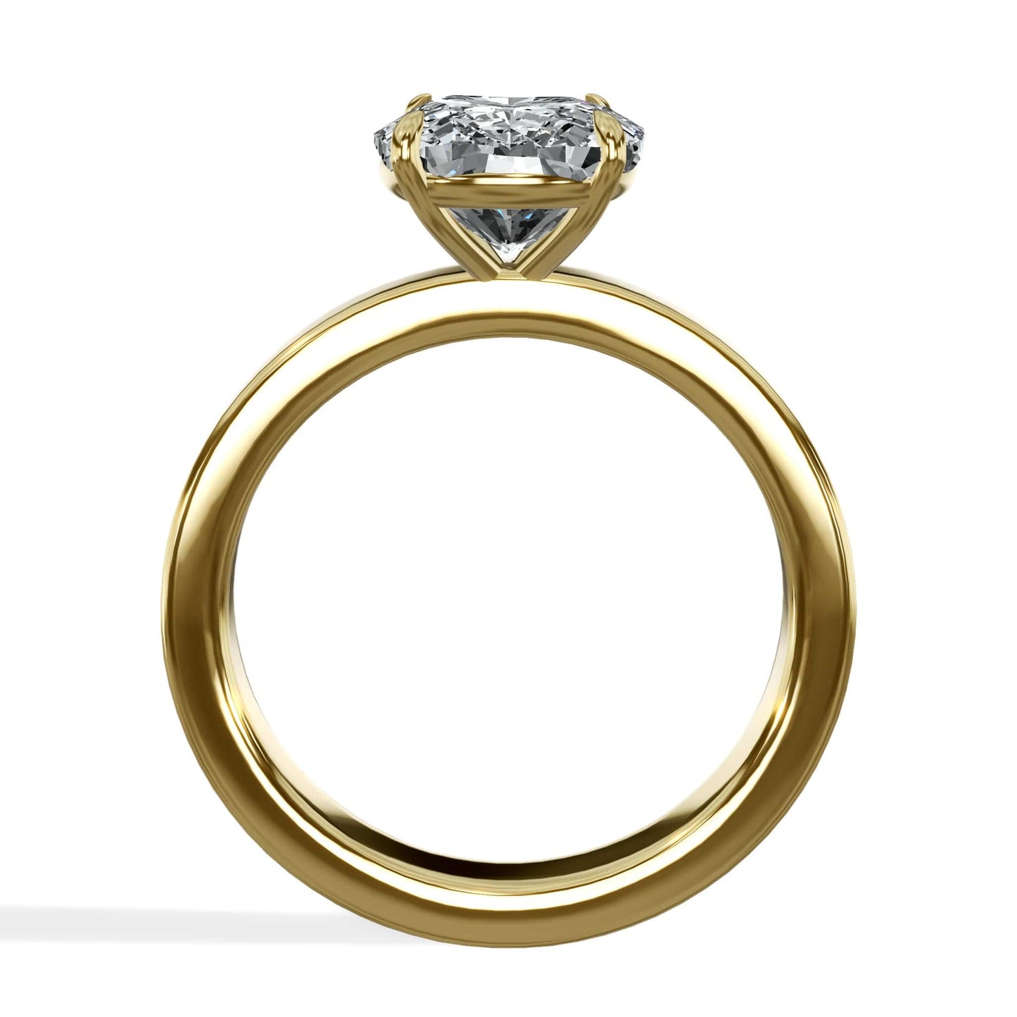 3 Carat Elongated Cushion Cut Lab Grown Diamond 3mm Solitaire Engagement Ring Yellow Gold