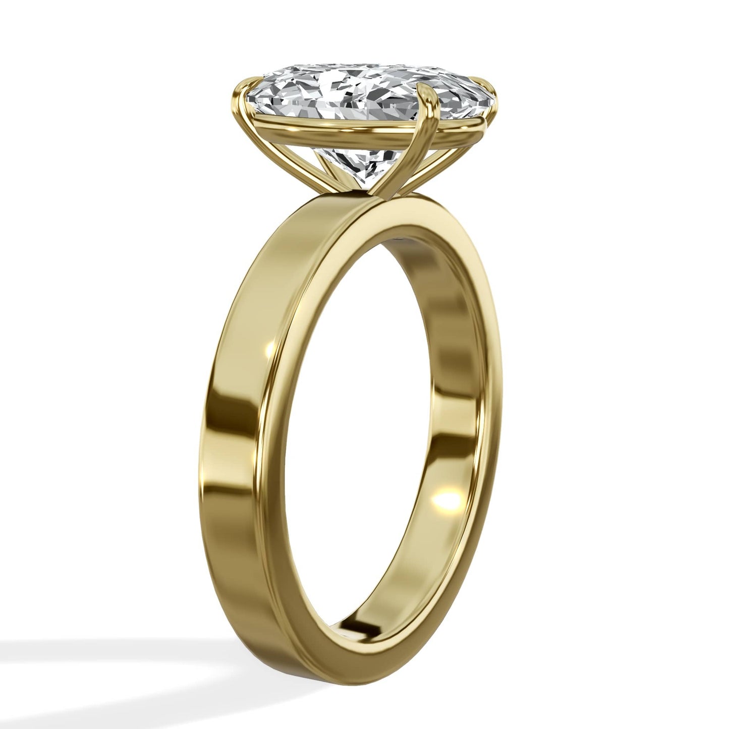 3 Carat Oval Cut Lab Grown Diamond 3mm Solitaire Engagement Ring Yellow Gold