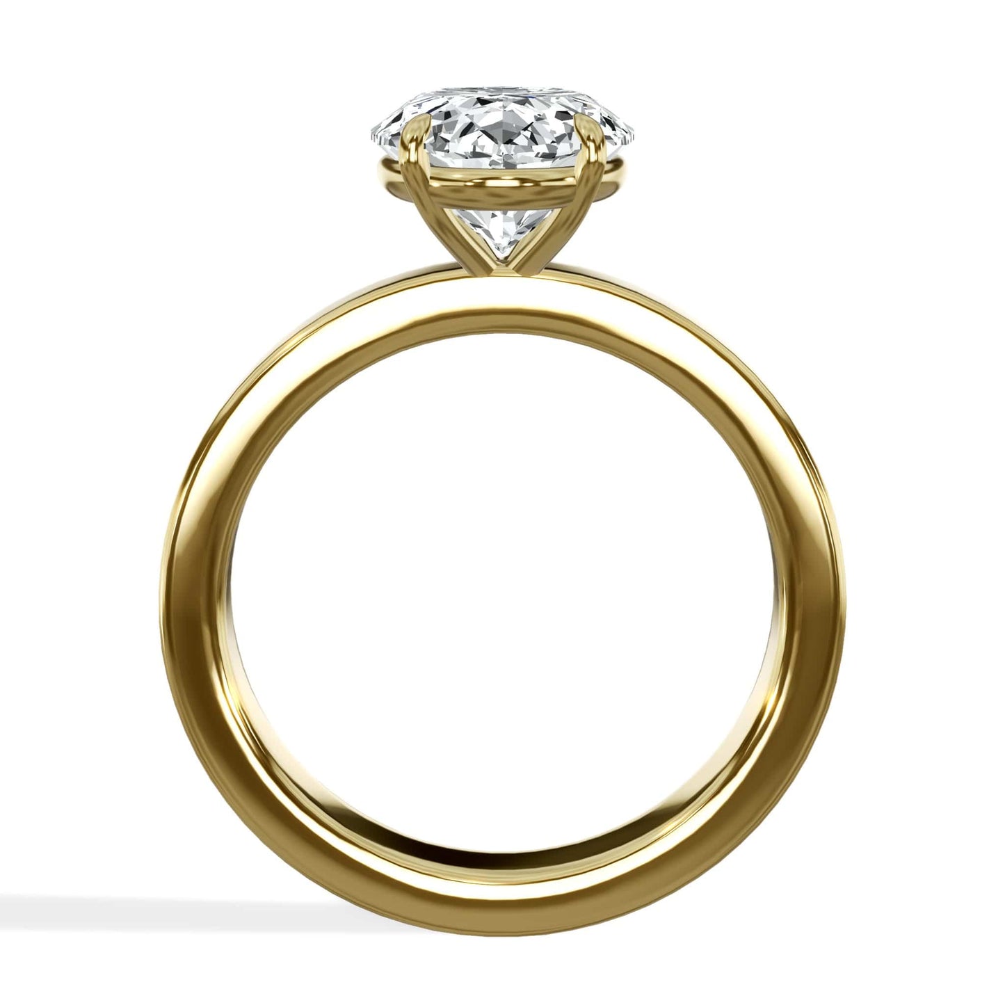 3 Carat Oval Cut Lab Grown Diamond 3mm Solitaire Engagement Ring Yellow Gold