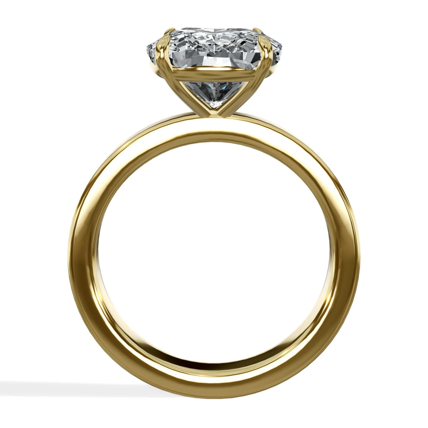 5 Carat Elongated Cushion Cut Lab Grown Diamond 3mm Solitaire Engagement Ring Yellow Gold