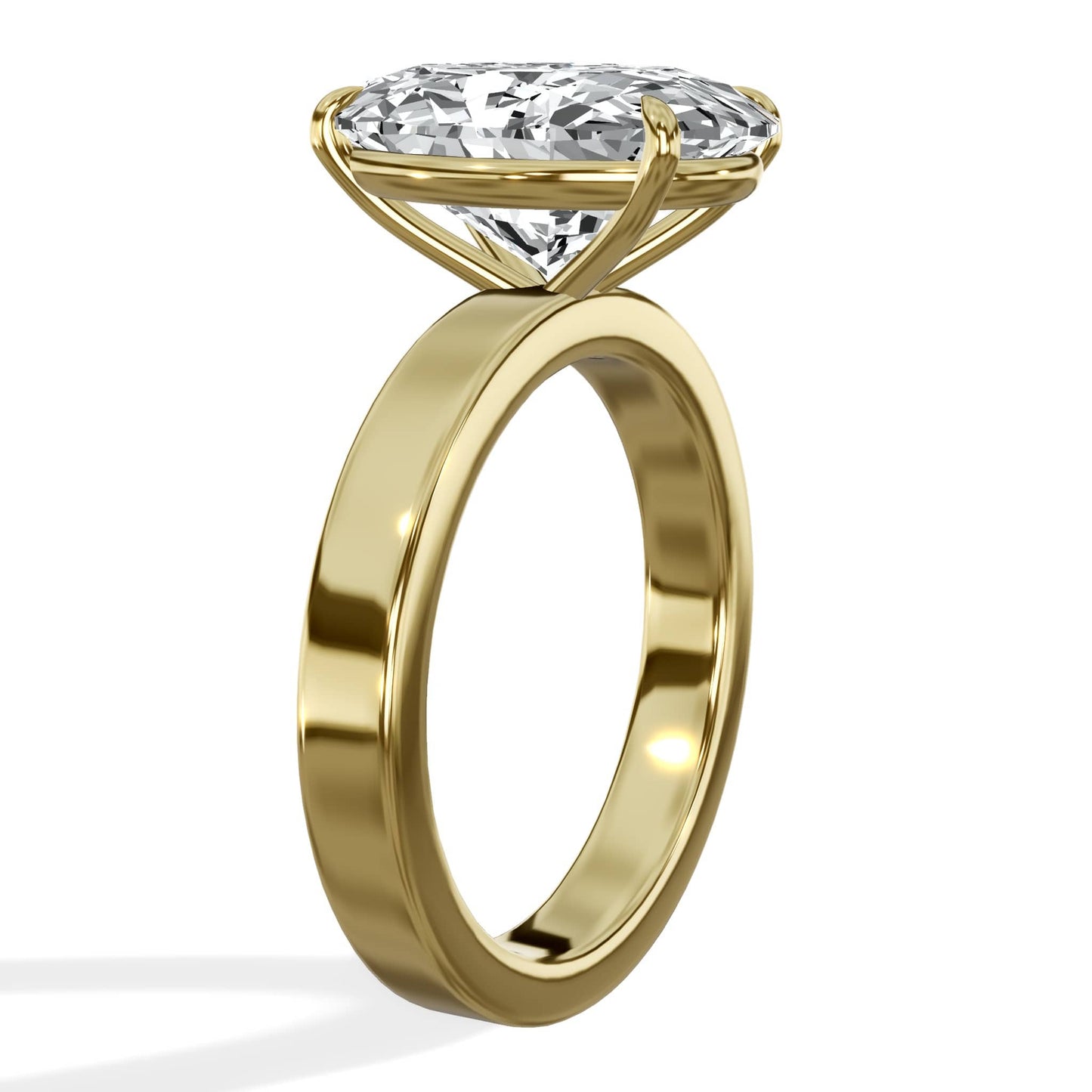 5 Carat Oval Cut Lab Grown Diamond 3mm Solitaire Engagement Ring Yellow Gold