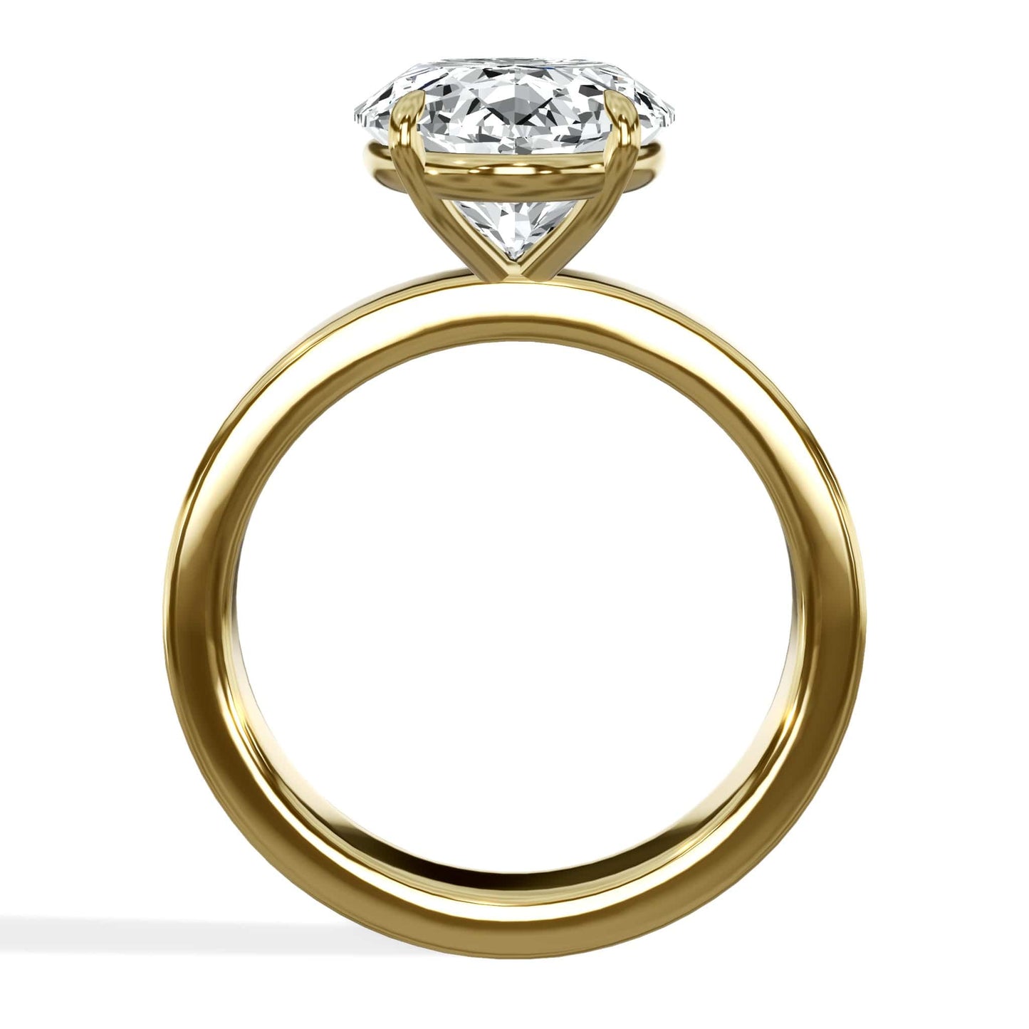 5 Carat Oval Cut Lab Grown Diamond 3mm Solitaire Engagement Ring Yellow Gold