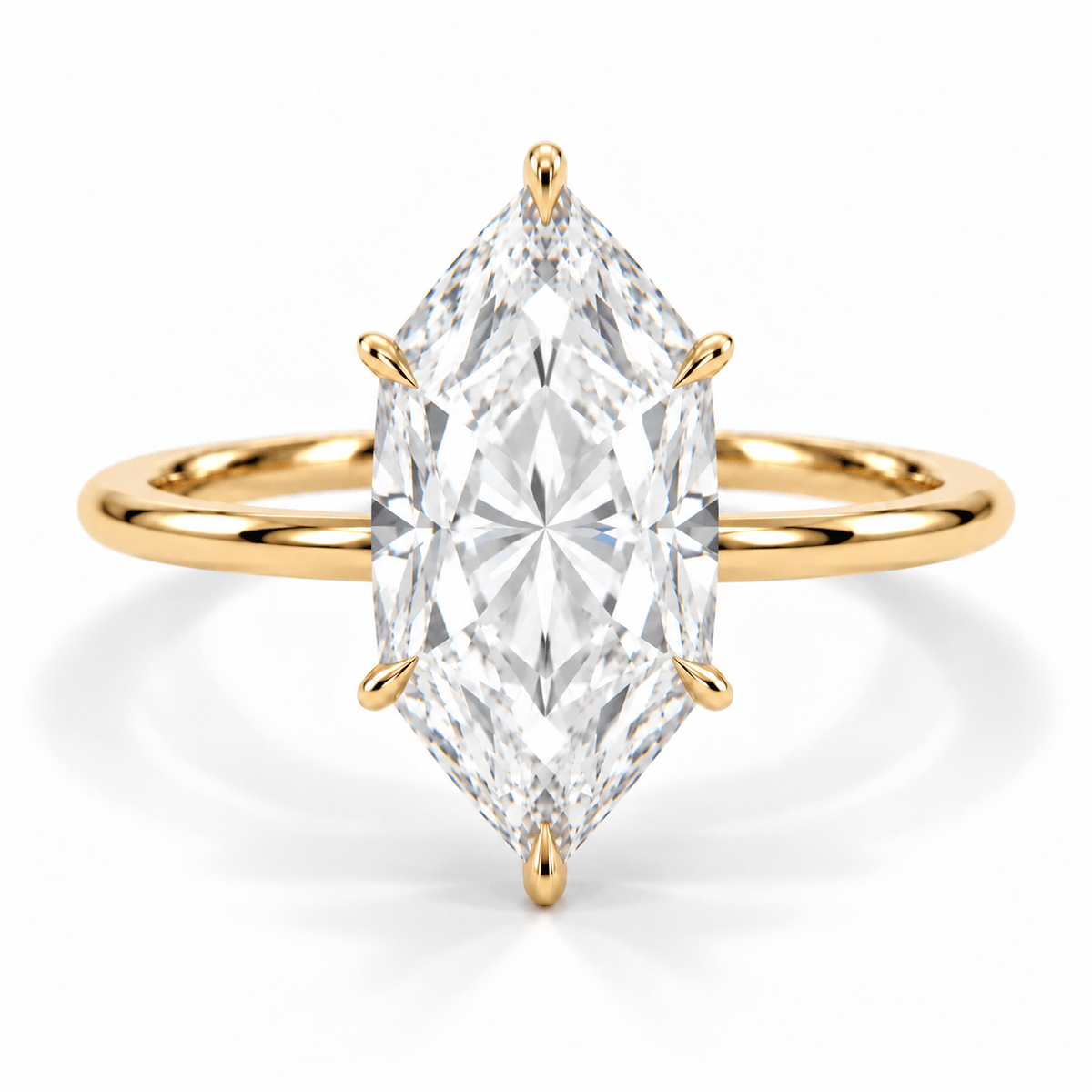 4.27 Carat Lab Grown Dutch Marquise Solitaire Hidden Halo Diamond Engagement Ring Yellow Gold