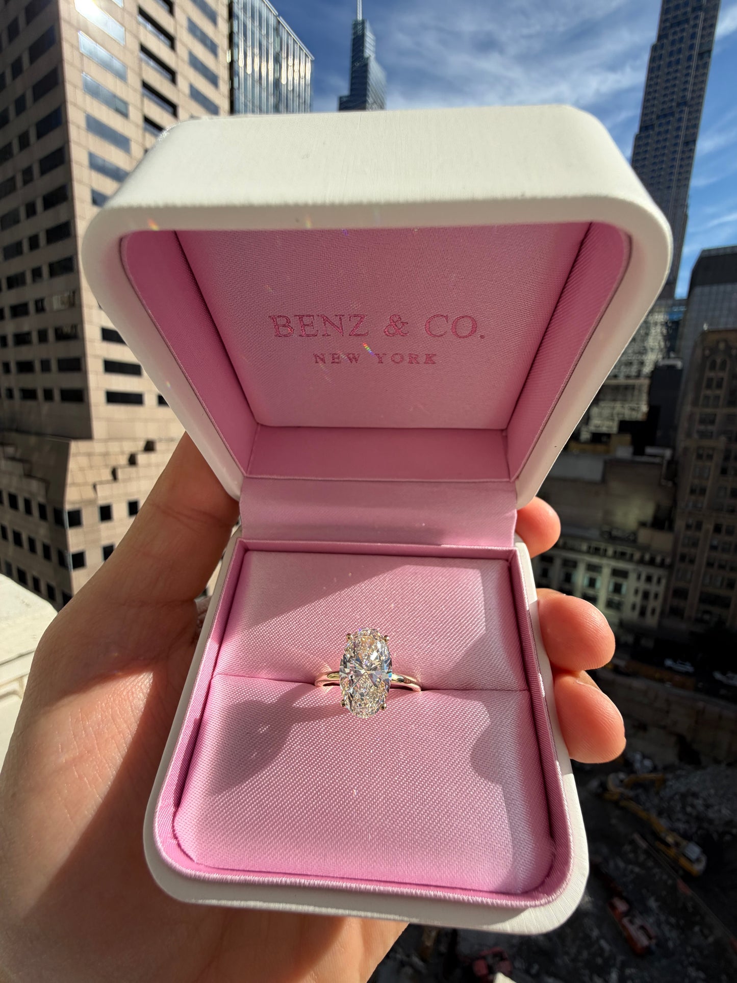 4.30 Carat Lab Grown Moval Oval Cut Solitaire Hidden Halo Diamond Engagement Ring Yellow Gold