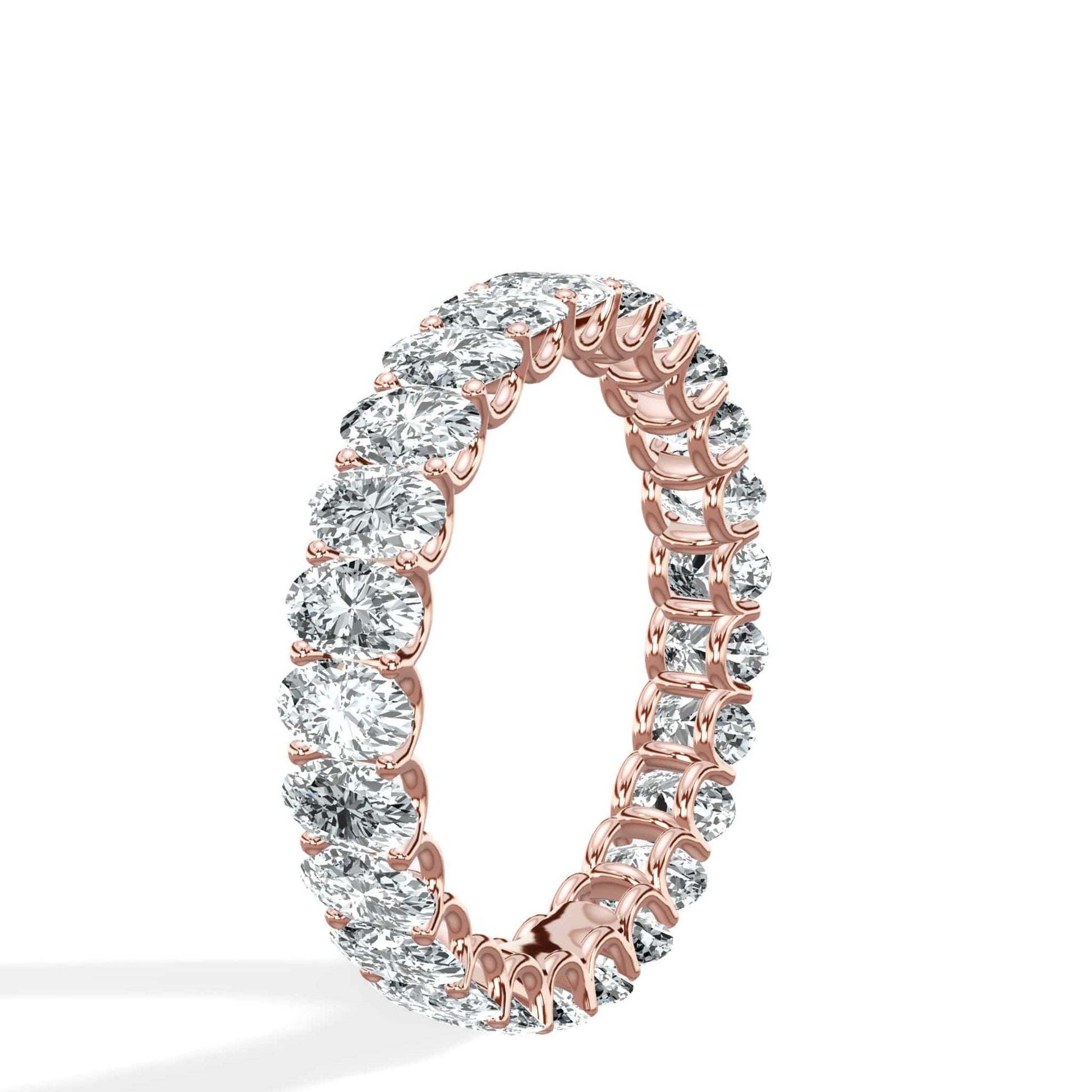 4 Carat Oval Lab Grown Diamond Eternity Band in Rose Gold