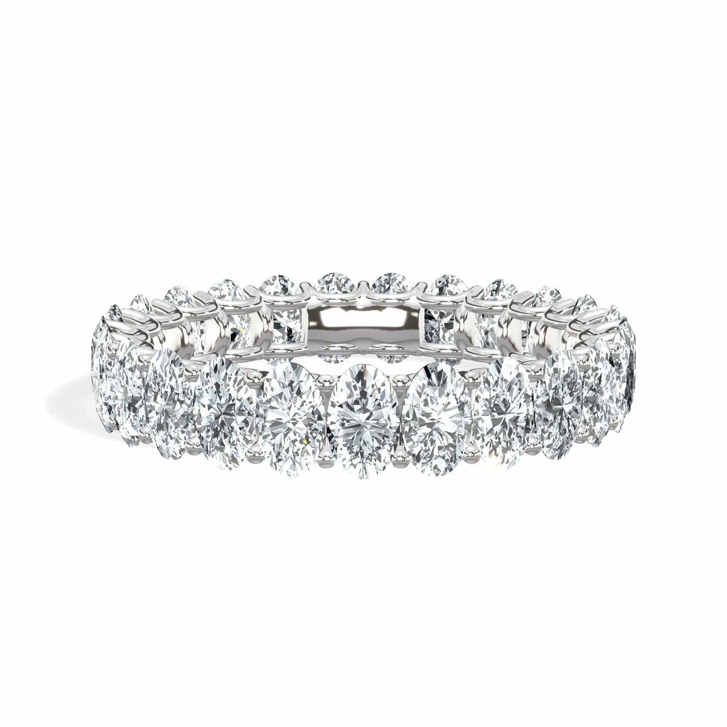 4 Carat Oval Lab Grown Diamond Eternity Ring in White Gold