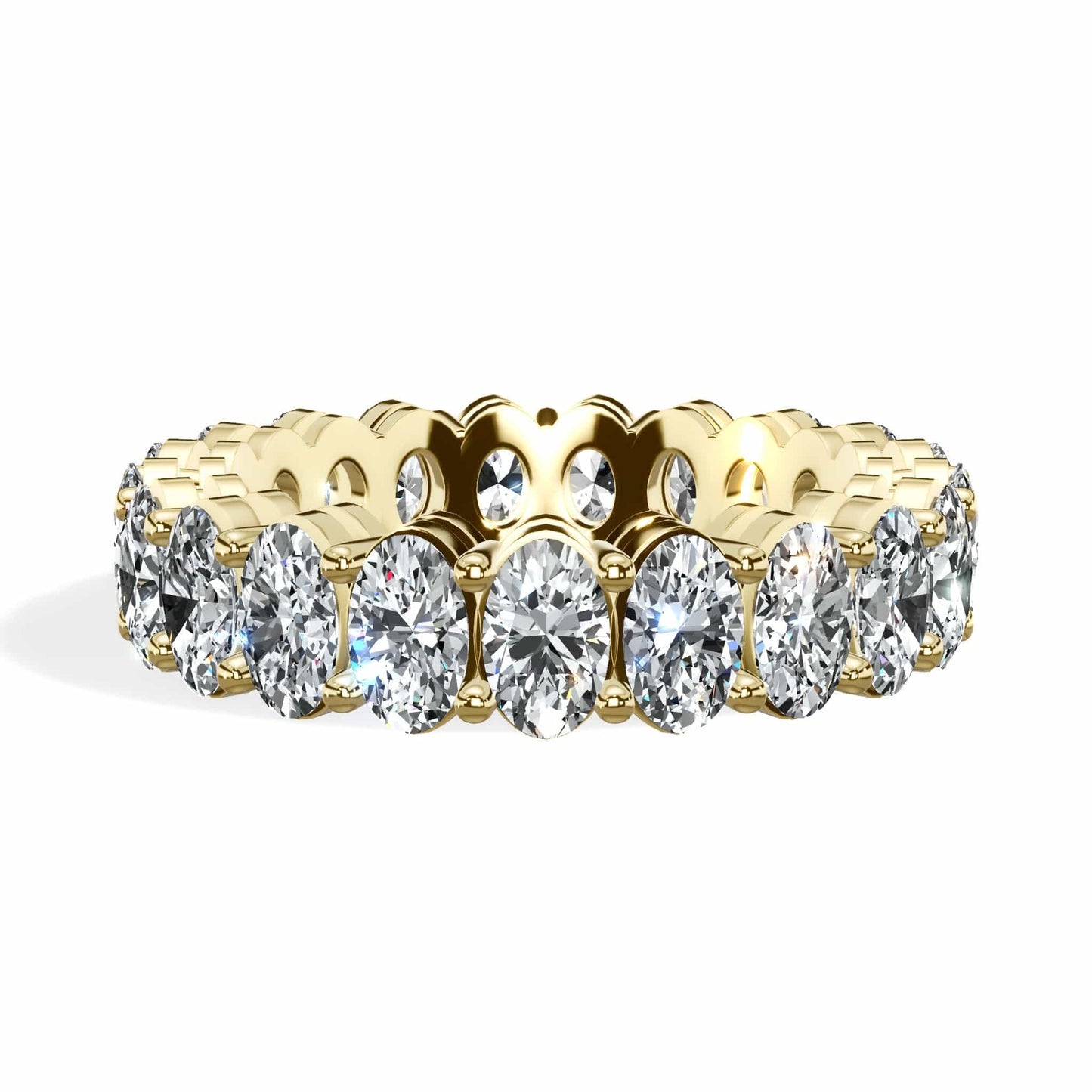4 ct Oval Cut Natural Diamond Eternity Band - Low-Set In Yellow gold - Size 5.5
