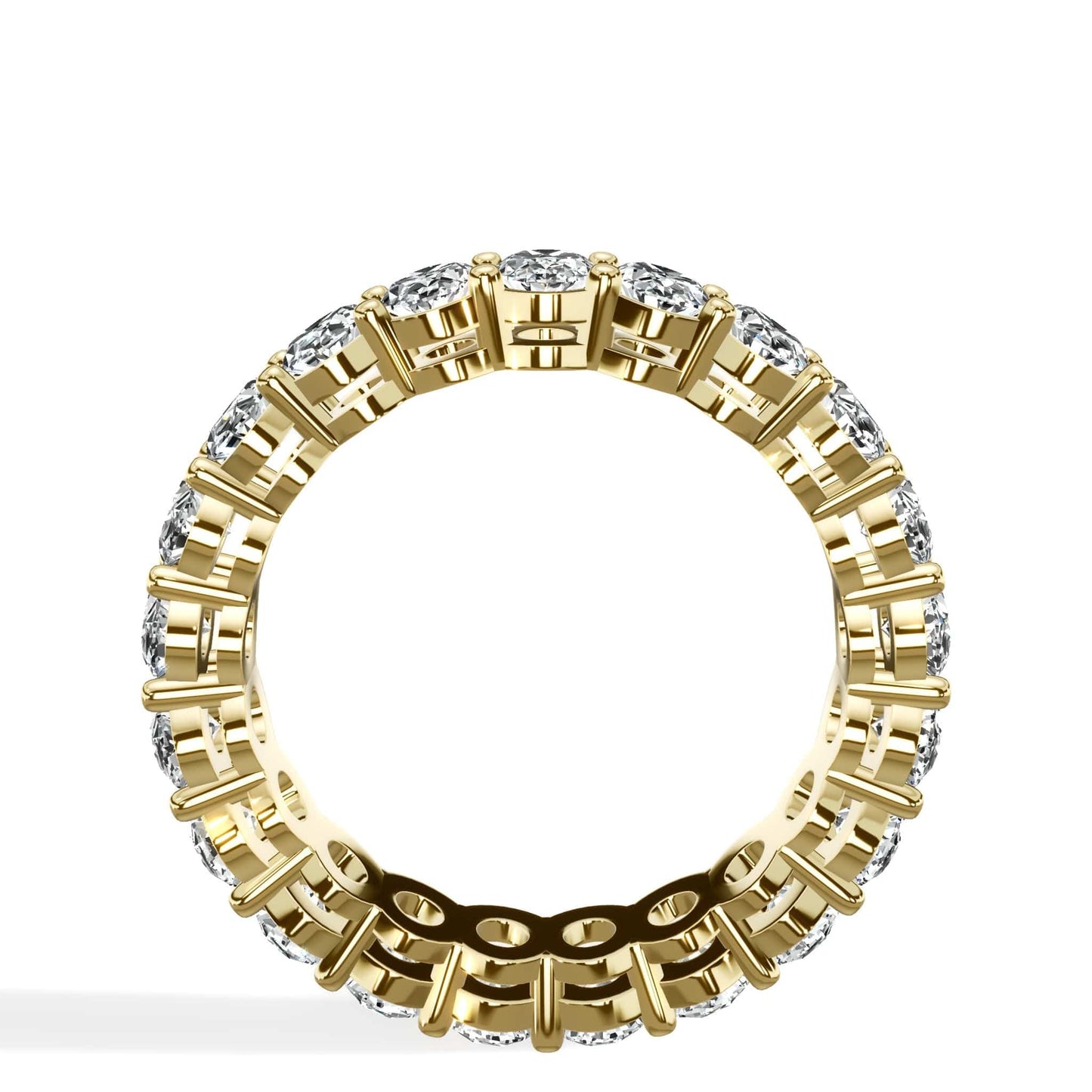 4 ct Oval Cut Natural Diamond Eternity Band - Low-Set In Yellow gold - Size 5.5