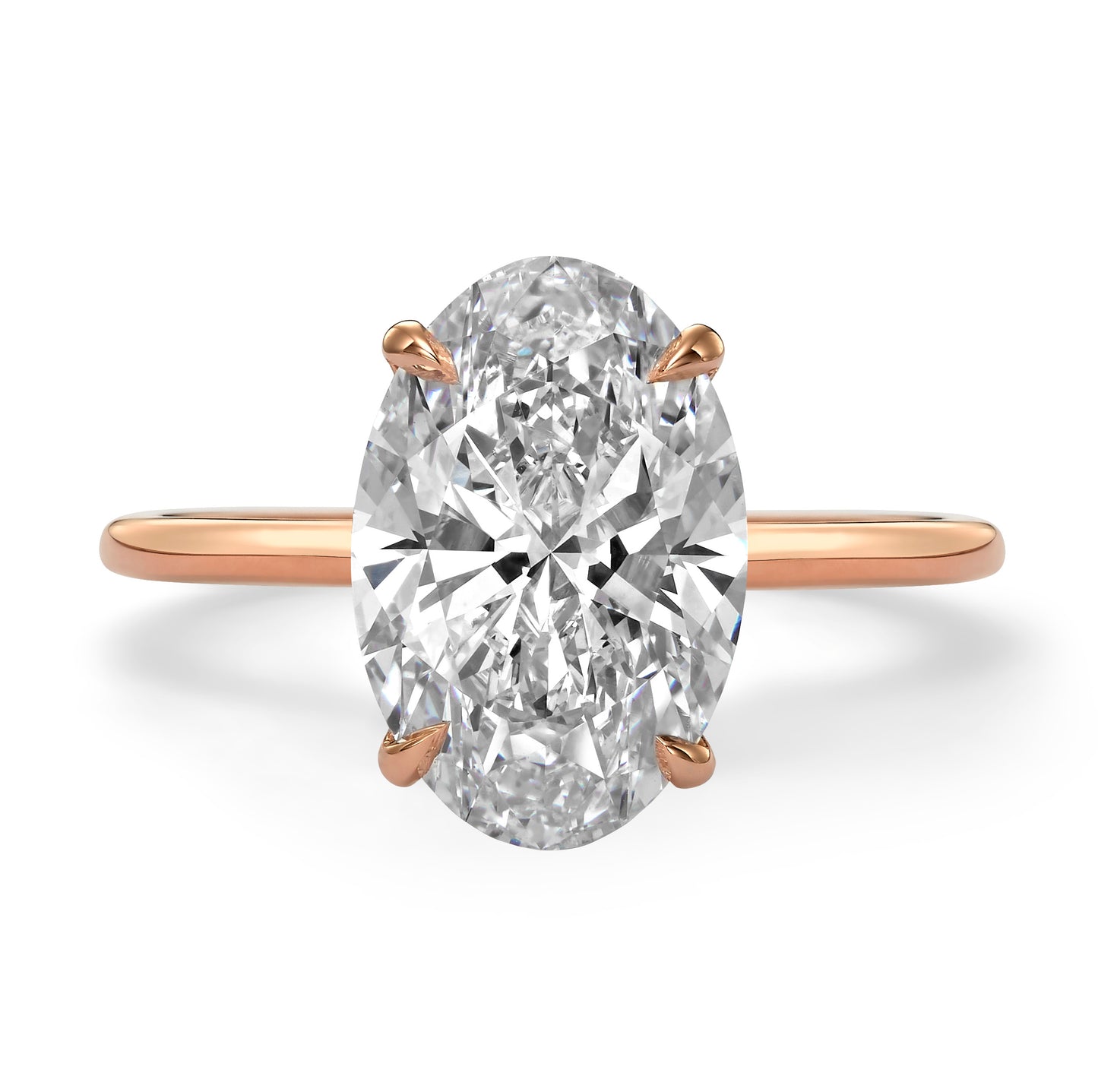 4.20 Carats Lab Grown Oval Cut Solitaire Hidden Halo Diamond Engagement Ring