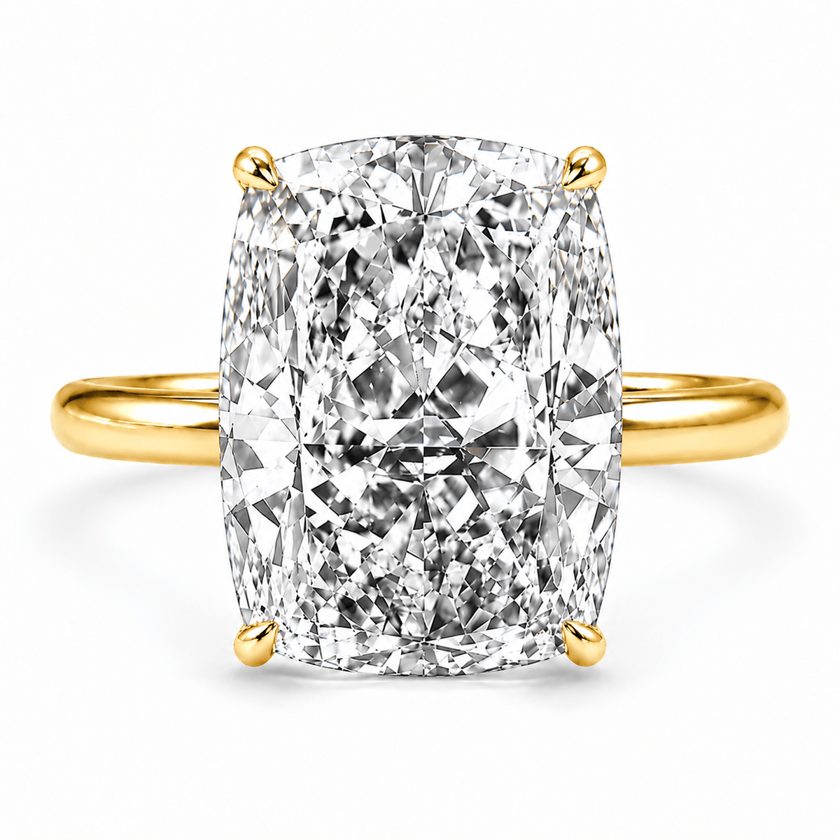 5.28 Carat Elongated Cushion Cut Lab Grown Diamond Donut Solitaire Engagement Ring