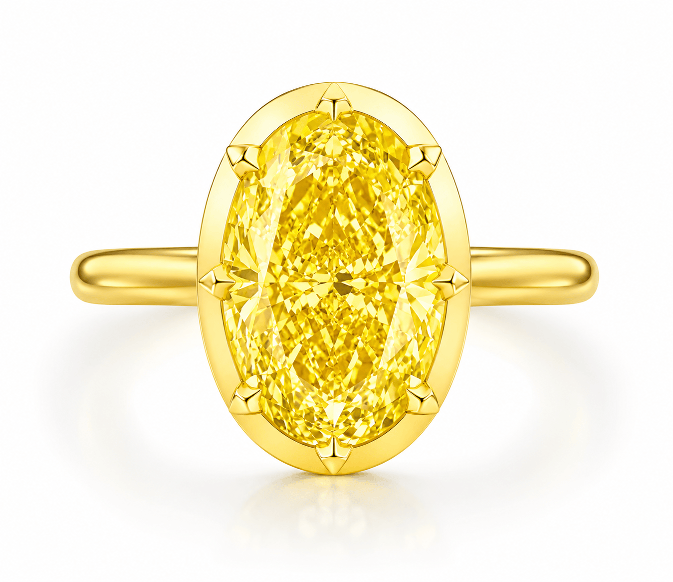 5 Carat Oval Cut Fancy Vivid Yellow Lab Grown Diamond Solitaire Button Back Engagement Ring