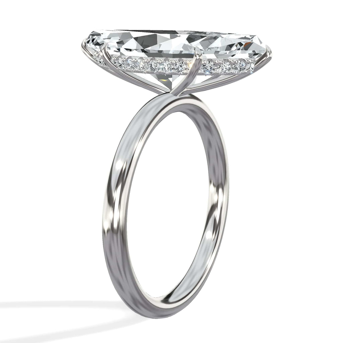 5.20 Carats Lab Grown Marquise Cut Solitaire Hidden Halo Diamond Engagement Ring