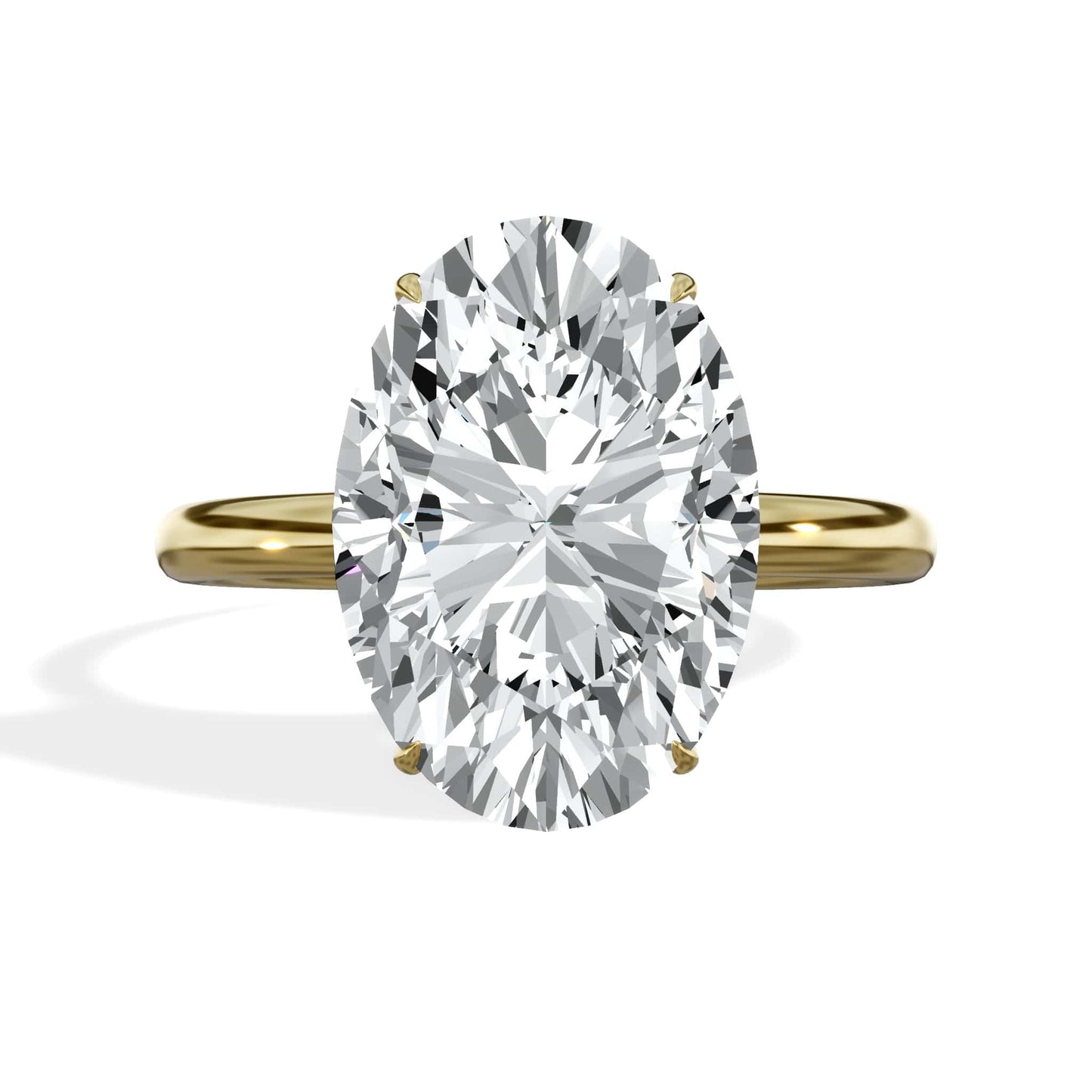 5 Carat Lab Grown Oval Cut Solitaire Hidden Halo Diamond Engagement Ring Yellow Gold