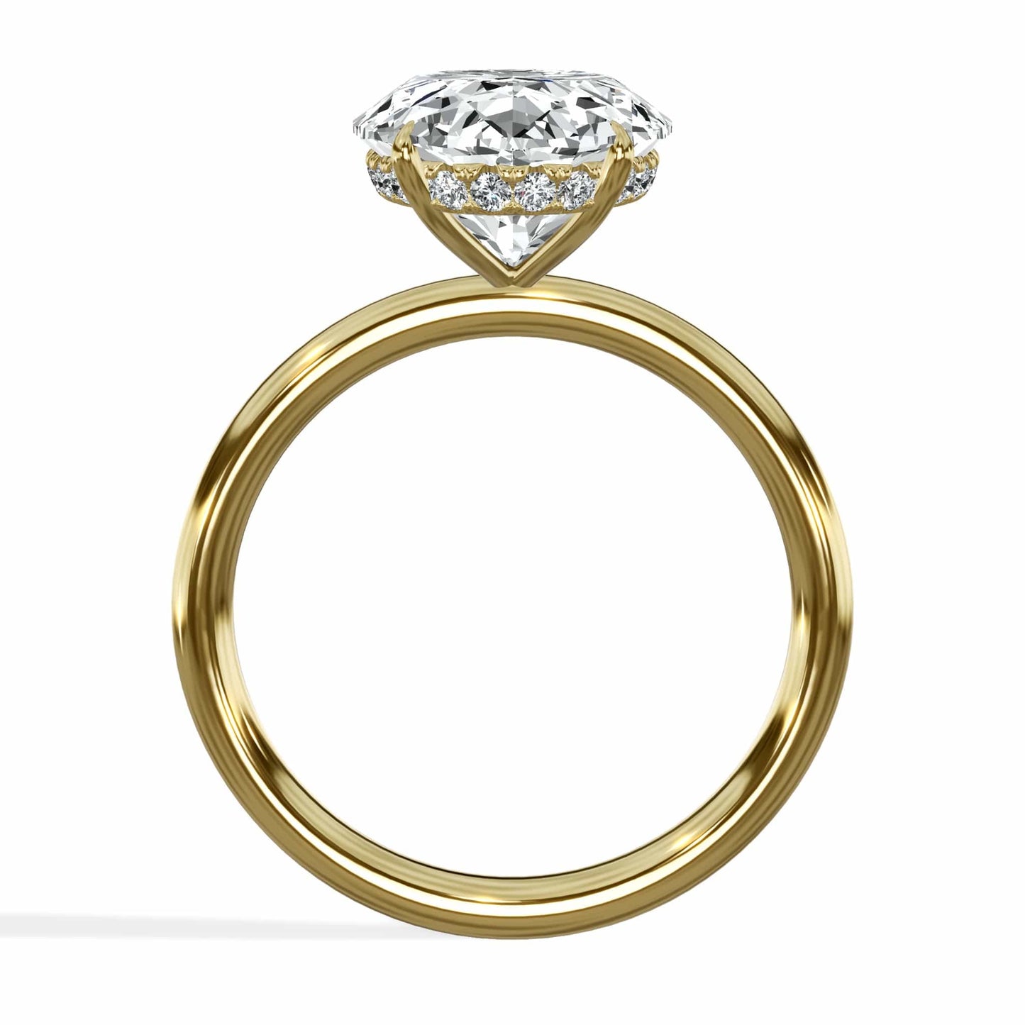 5 Carat Lab Grown Oval Cut Solitaire Hidden Halo Diamond Engagement Ring Yellow Gold