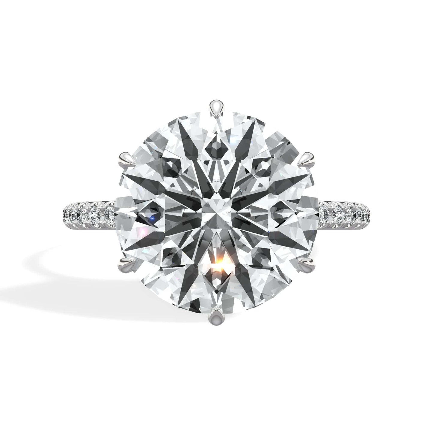 5.50 Carats Lab Grown Round Brilliant Cut Micropave Side Stones Hidden Halo Diamond Engagement Ring