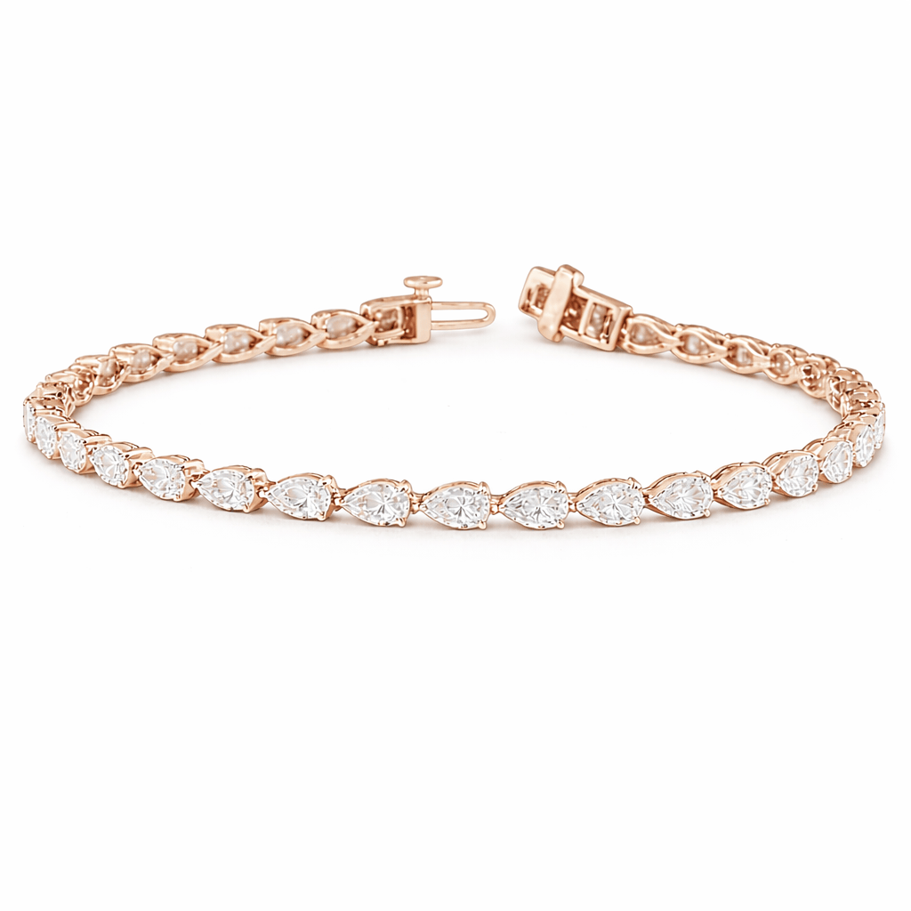 5.65 ct Pear Shaped Colorless Diamond East-West Tennis Bracelet