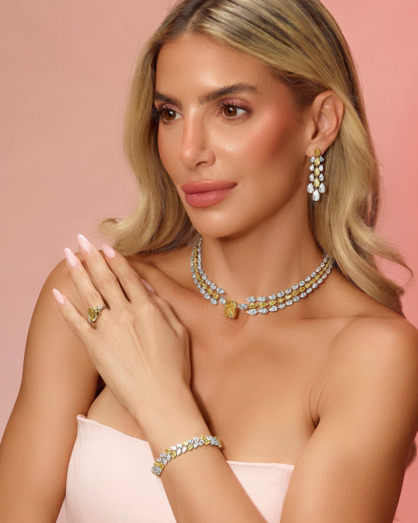 24.03ct Two-Row Pear-Shaped Diamond Tennis Bracelet