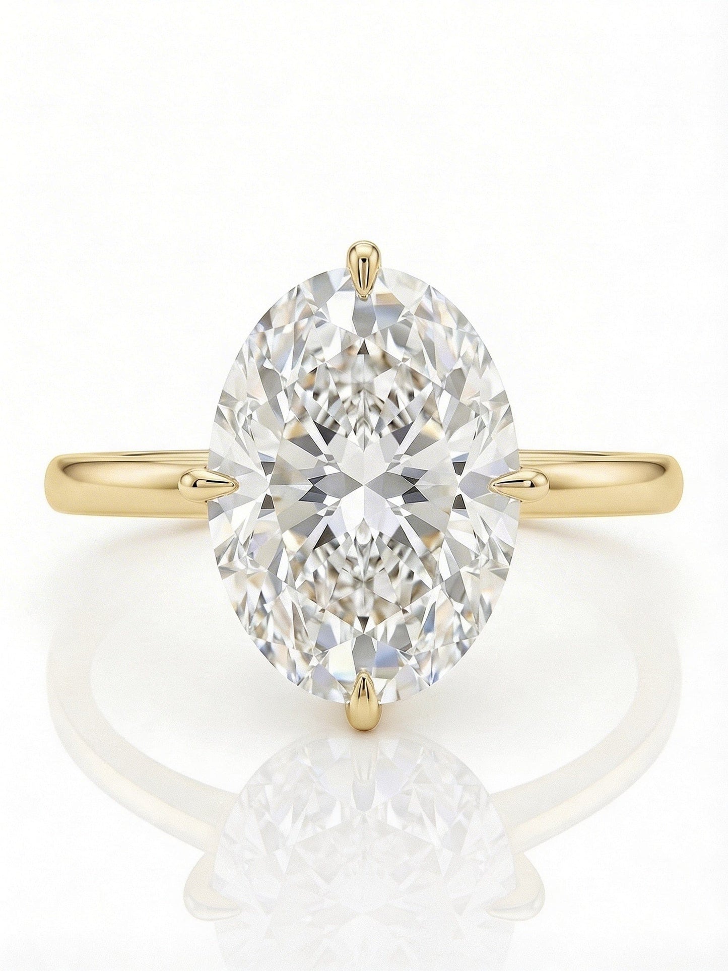 5 Carat Lab Grown Oval Cut Diamond Compass Solitaire Engagement Ring