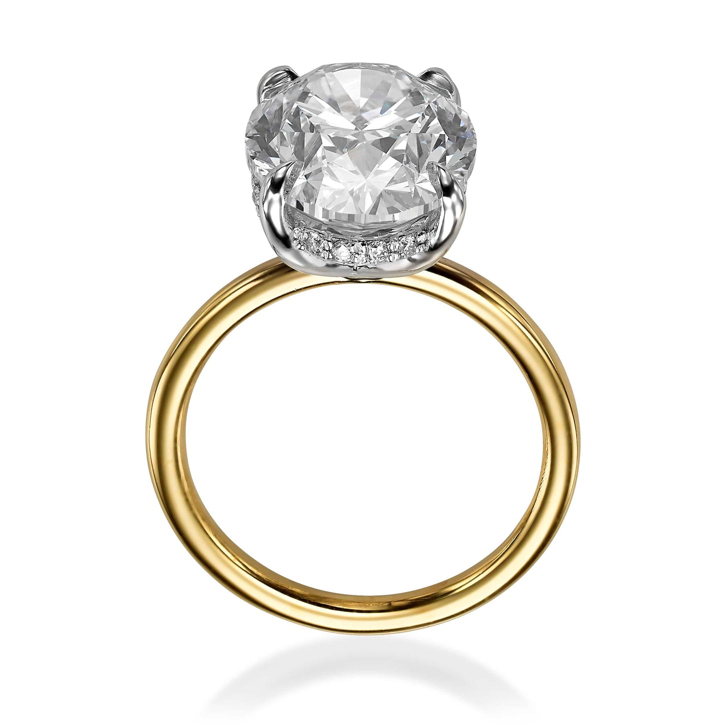 5.22 Carats Lab Grown Oval Cut Two Tone Solitaire Hidden Halo Diamond Engagement Ring