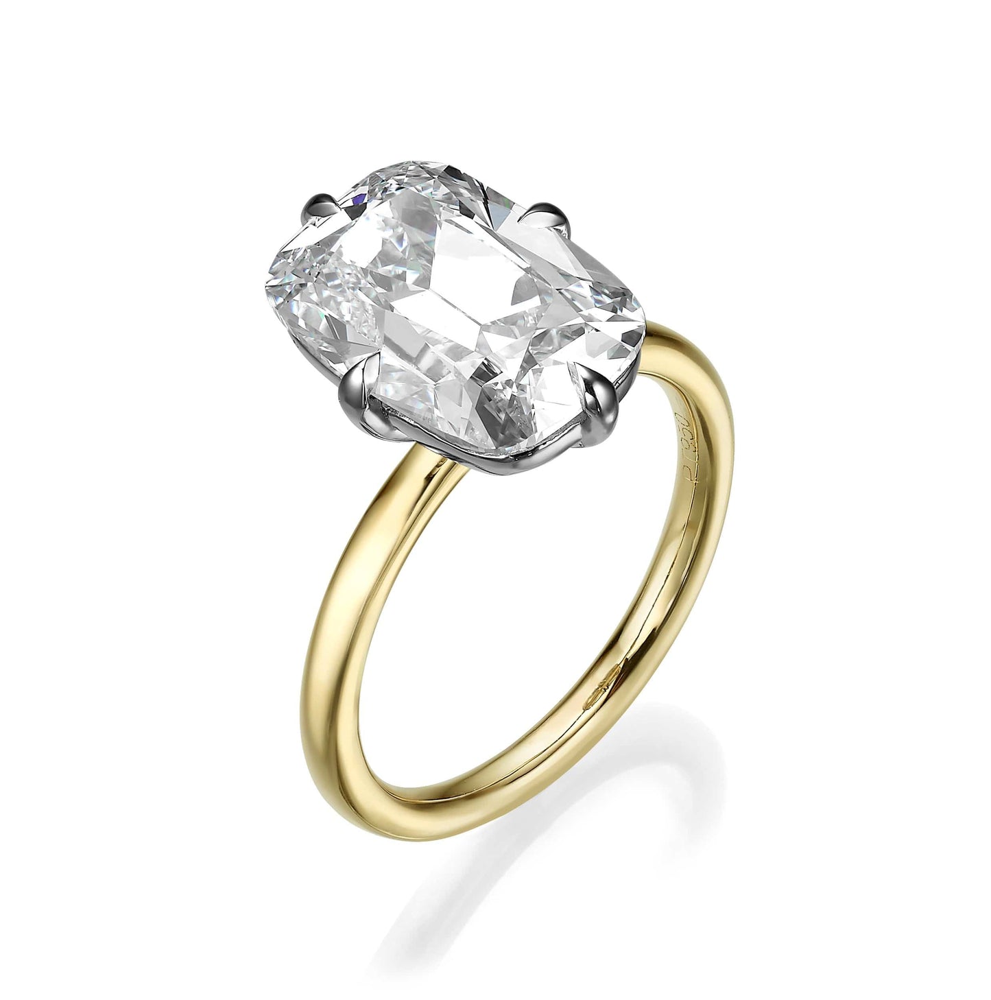 5.01 Carat Lab Grown Elongated Old Mine Cut Diamond Solitaire Engagement Ring