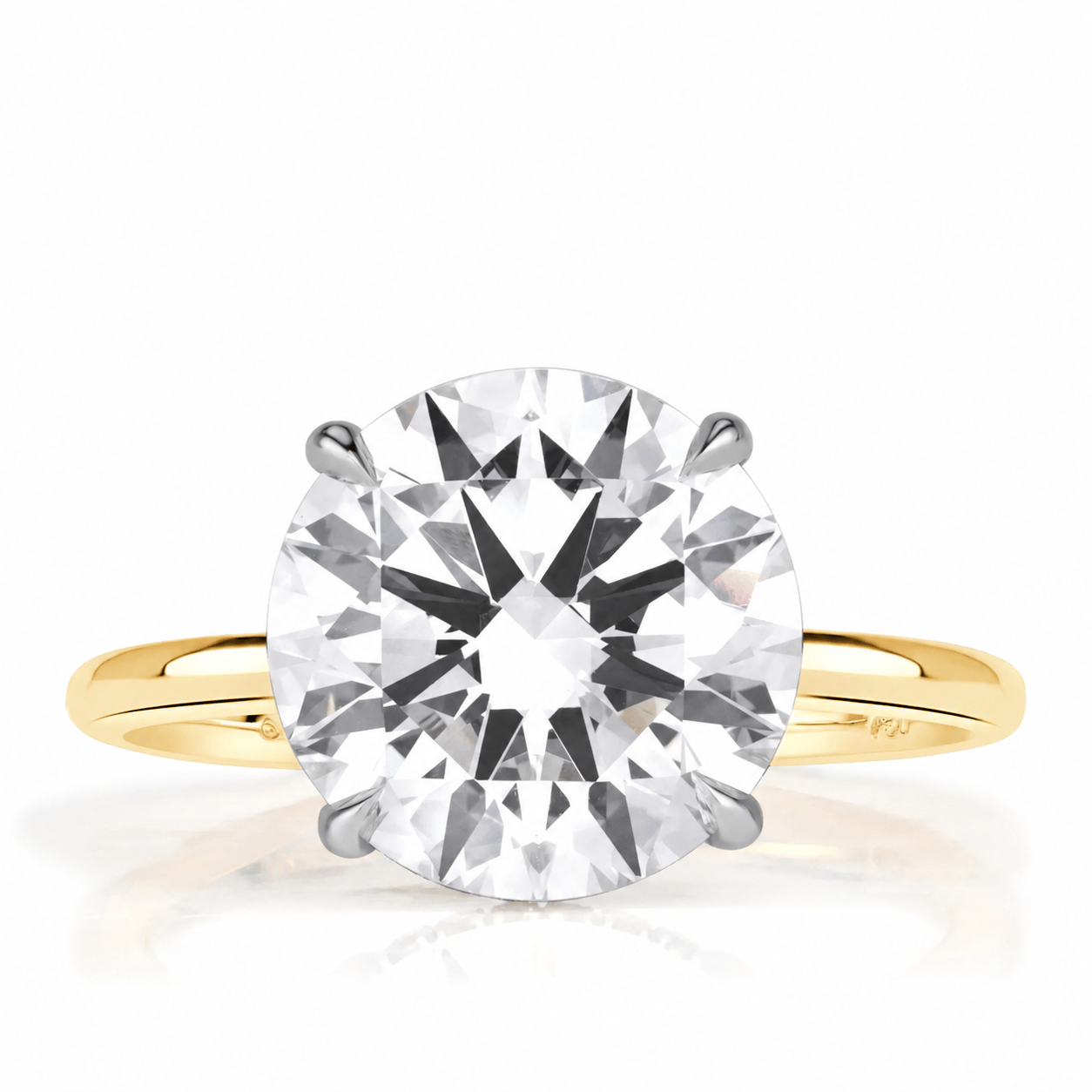 5.20 Carats Lab Grown Round Brilliant Cut Two Tone Solitaire Hidden Halo Diamond Engagement Ring