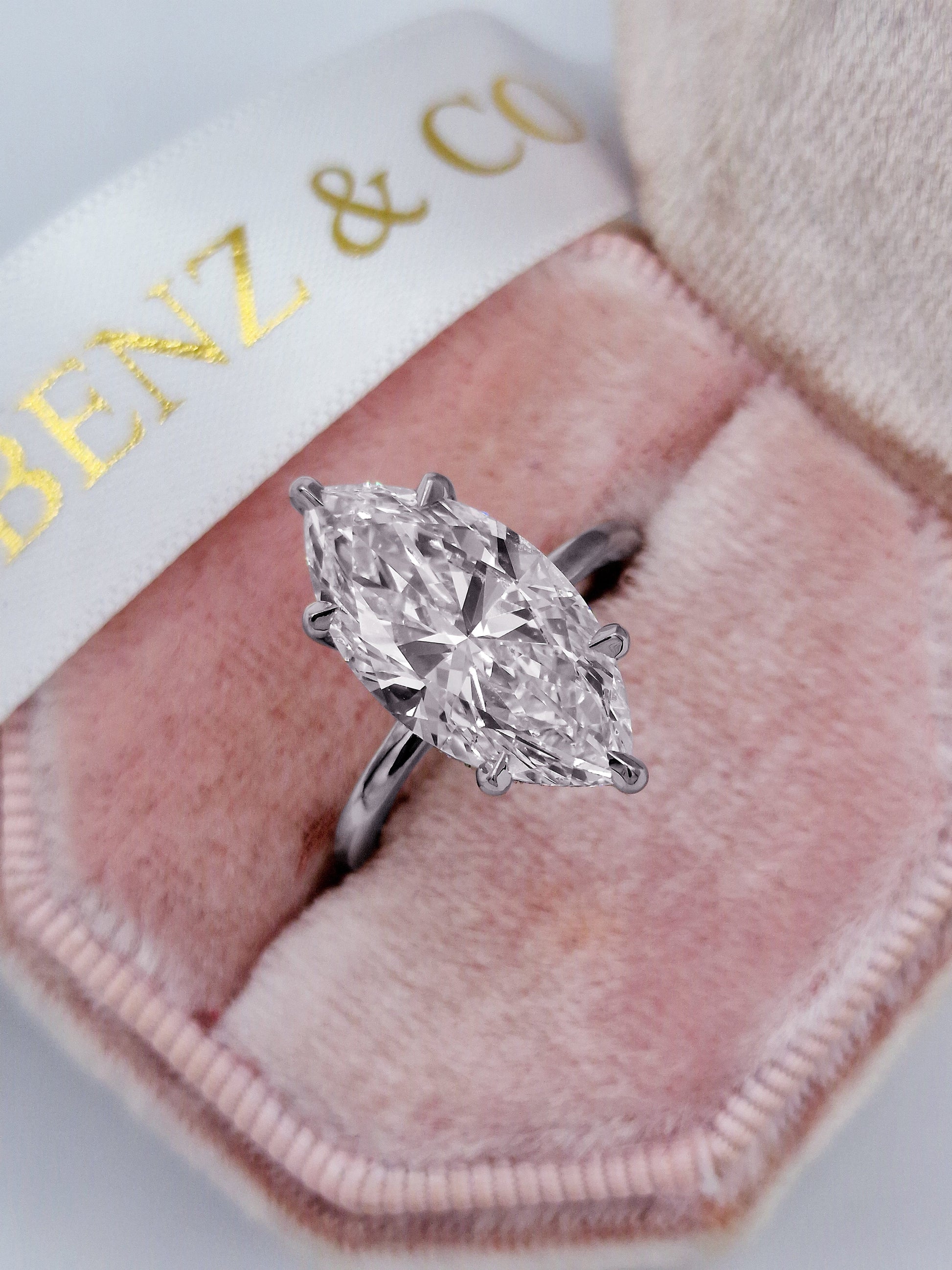 5ct marquise hidden halo diamond solitaire engagement ring