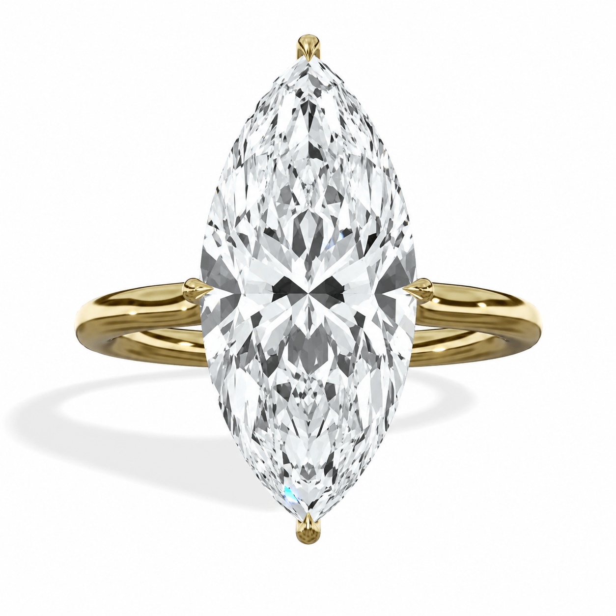 6 Carat Lab Grown Marquise Cut Diamond Compass Solitaire Engagement Ring