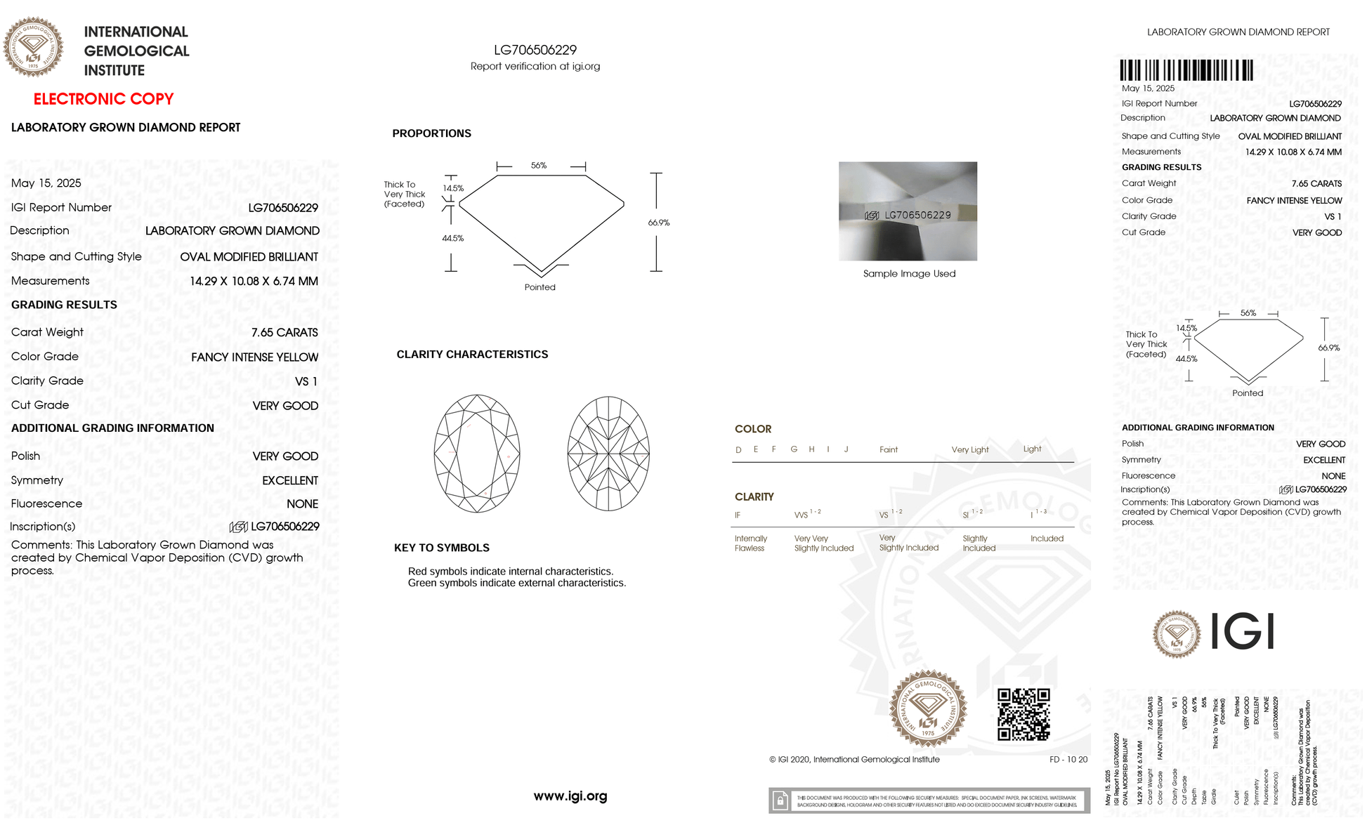 Diamond grading report.