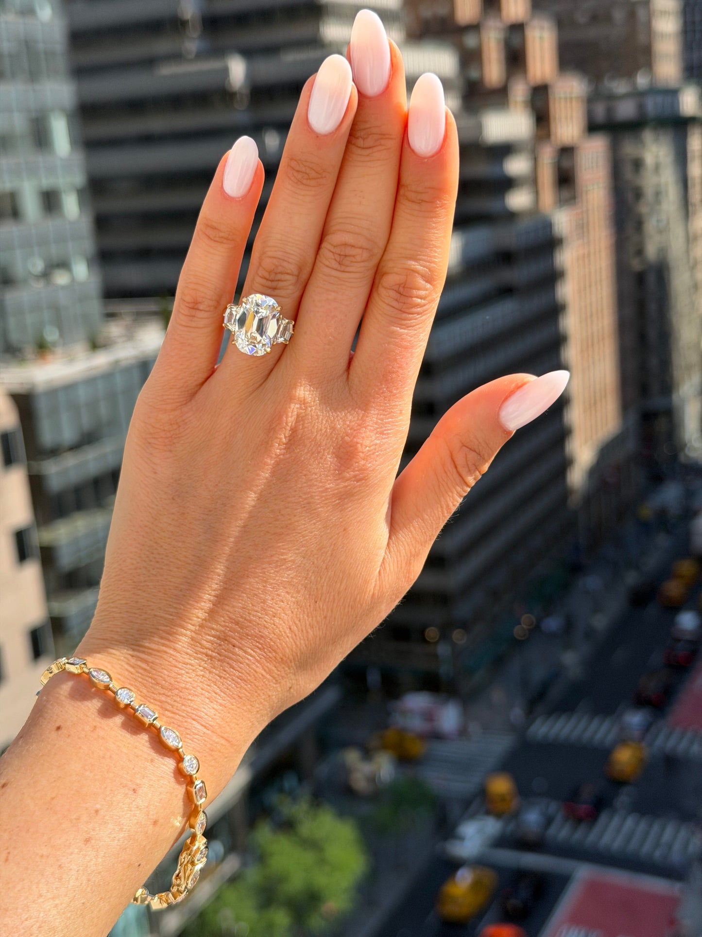 9.69 Carats Old Mine Cut with Epaulette Side Stones Lab Grown Diamond Engagement Ring