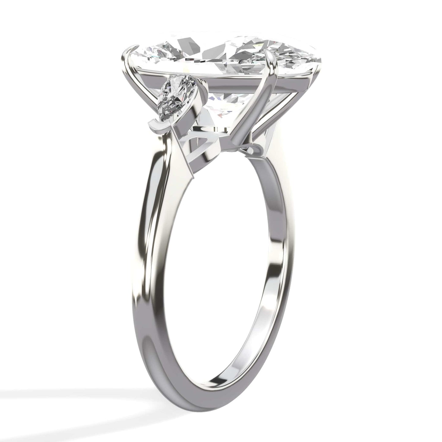10.07 Carats Lab Grown Oval Cut with Pear Shape Side Stones Diamond Engagement Ring in Platinum