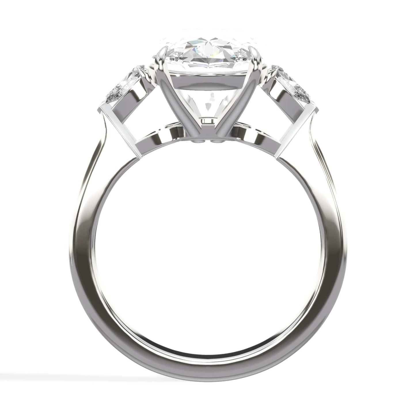 10.07 Carats Lab Grown Oval Cut with Pear Shape Side Stones Diamond Engagement Ring in Platinum