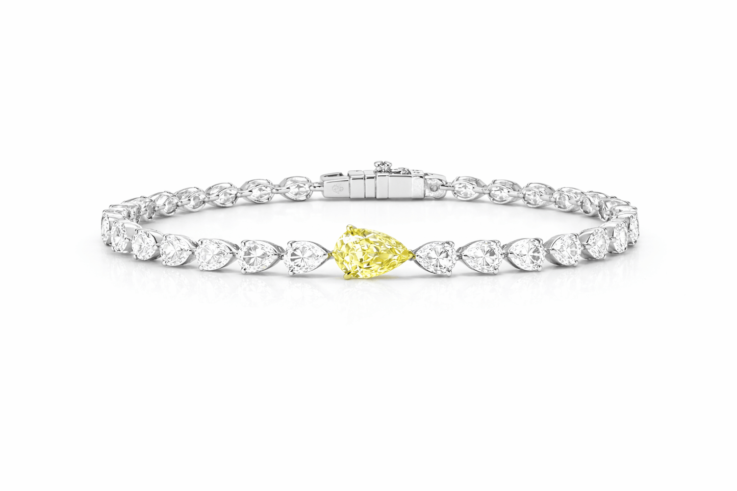 9.35ct ct Pear Shaped Fancy Yellow & Colorless Lab Diamond Tennis Bracelet