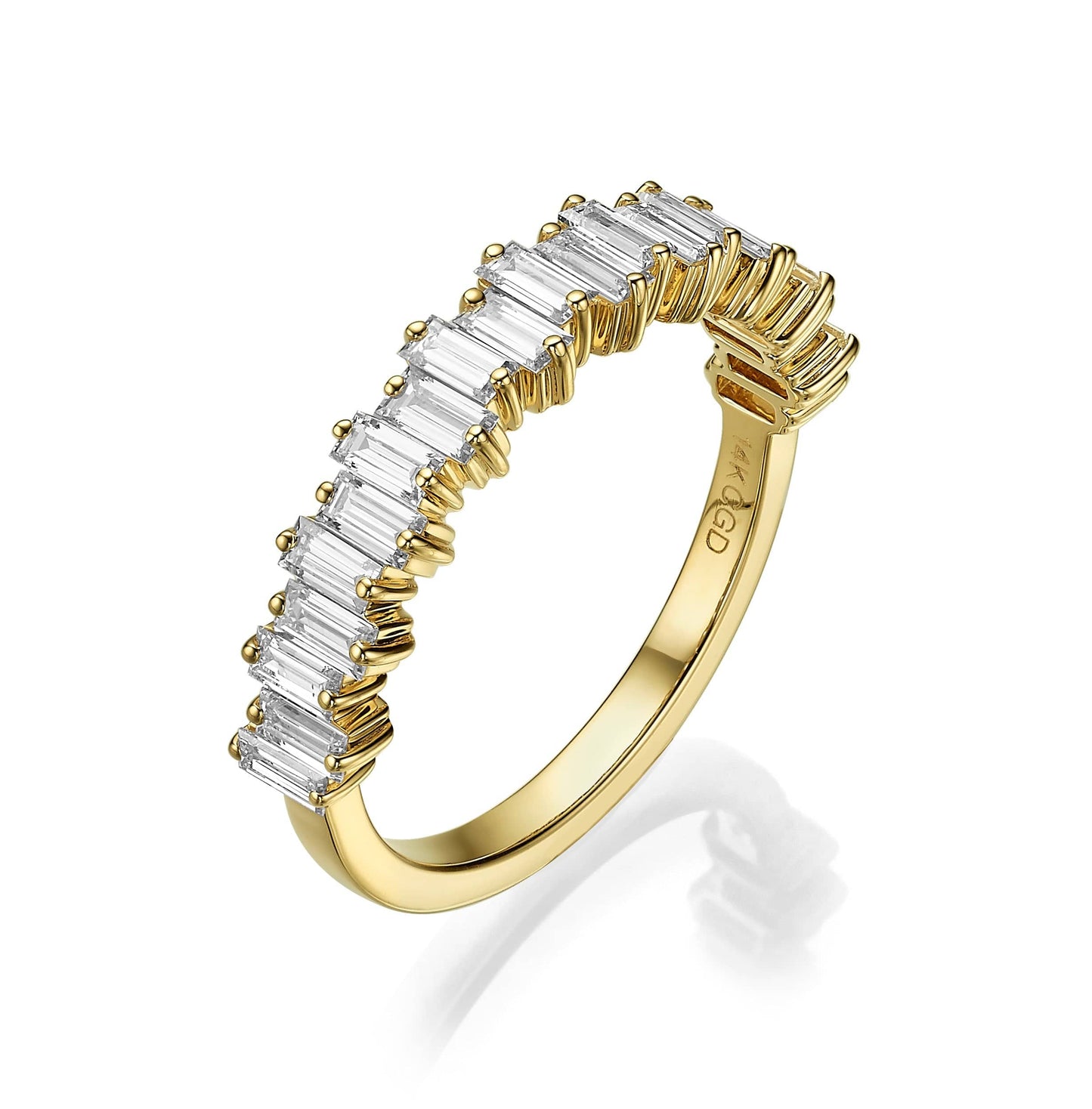 1 Carat Baguette Lab-Grown Diamond 3/4 Eternity Band in 14k Yellow Gold