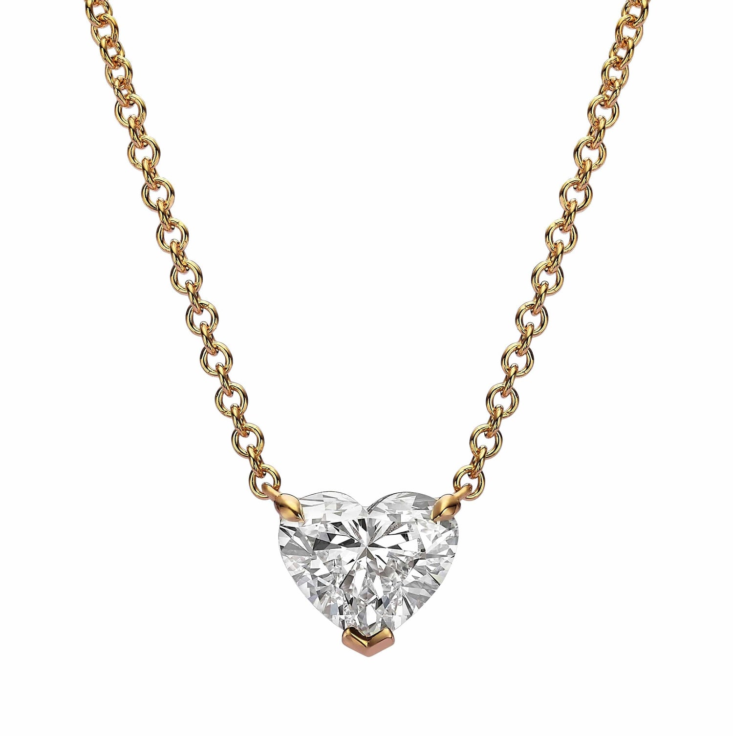 Benz Heart-Shaped Diamond Pendant Necklace in Yellow Gold