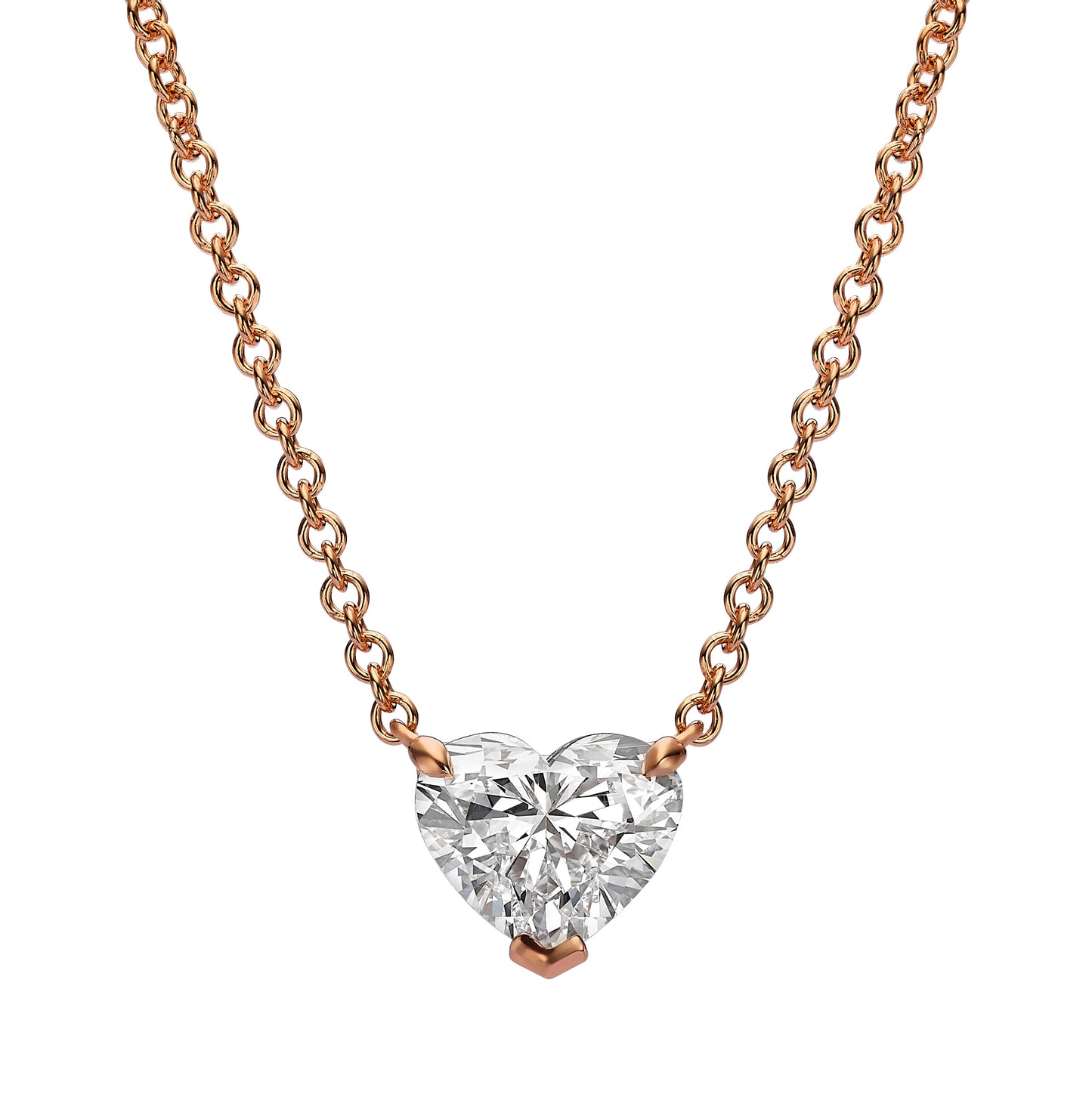 1.00 ct Lab Grown Heart Shape Diamond Solitaire Pendant Necklace