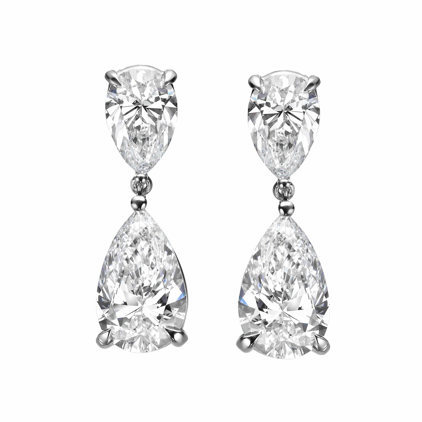 6 Carat Pear Shaped Diamond Drop Earrings 14K White Gold