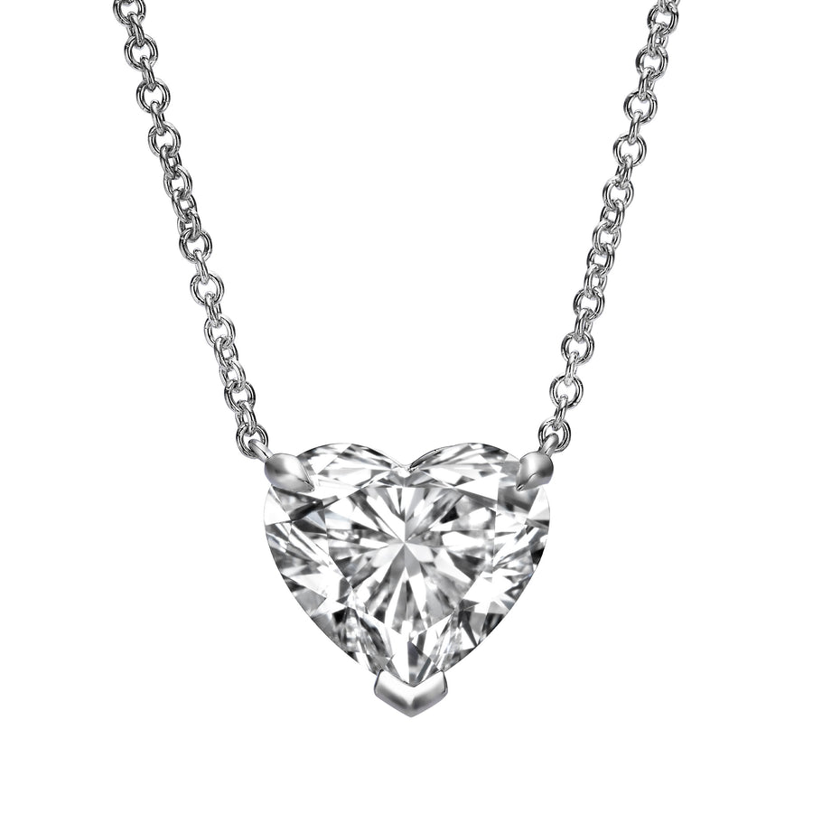 3.01 ct Lab Grown Heart Shape Diamond Solitaire Pendant Necklace