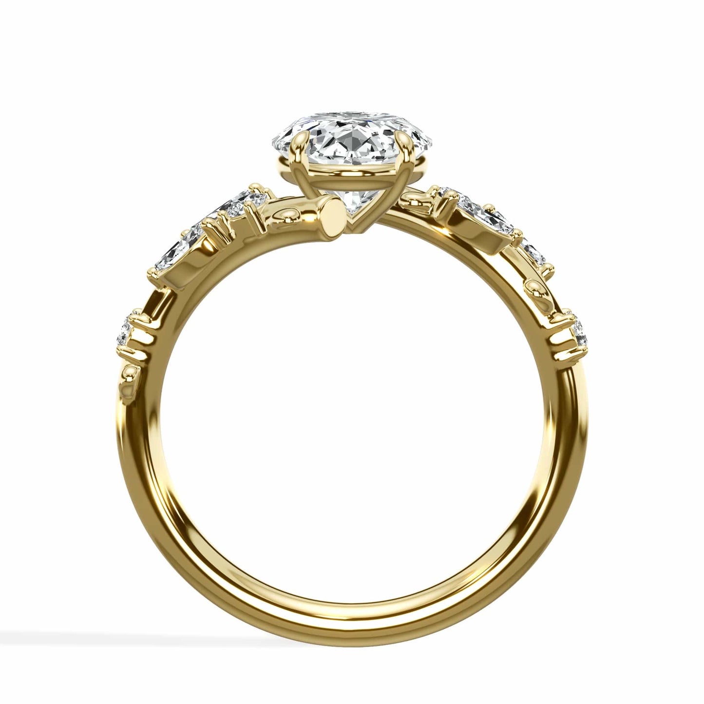 2.36 Carats Lab Grown Oval Cut Diamond Floral Engagement Ring