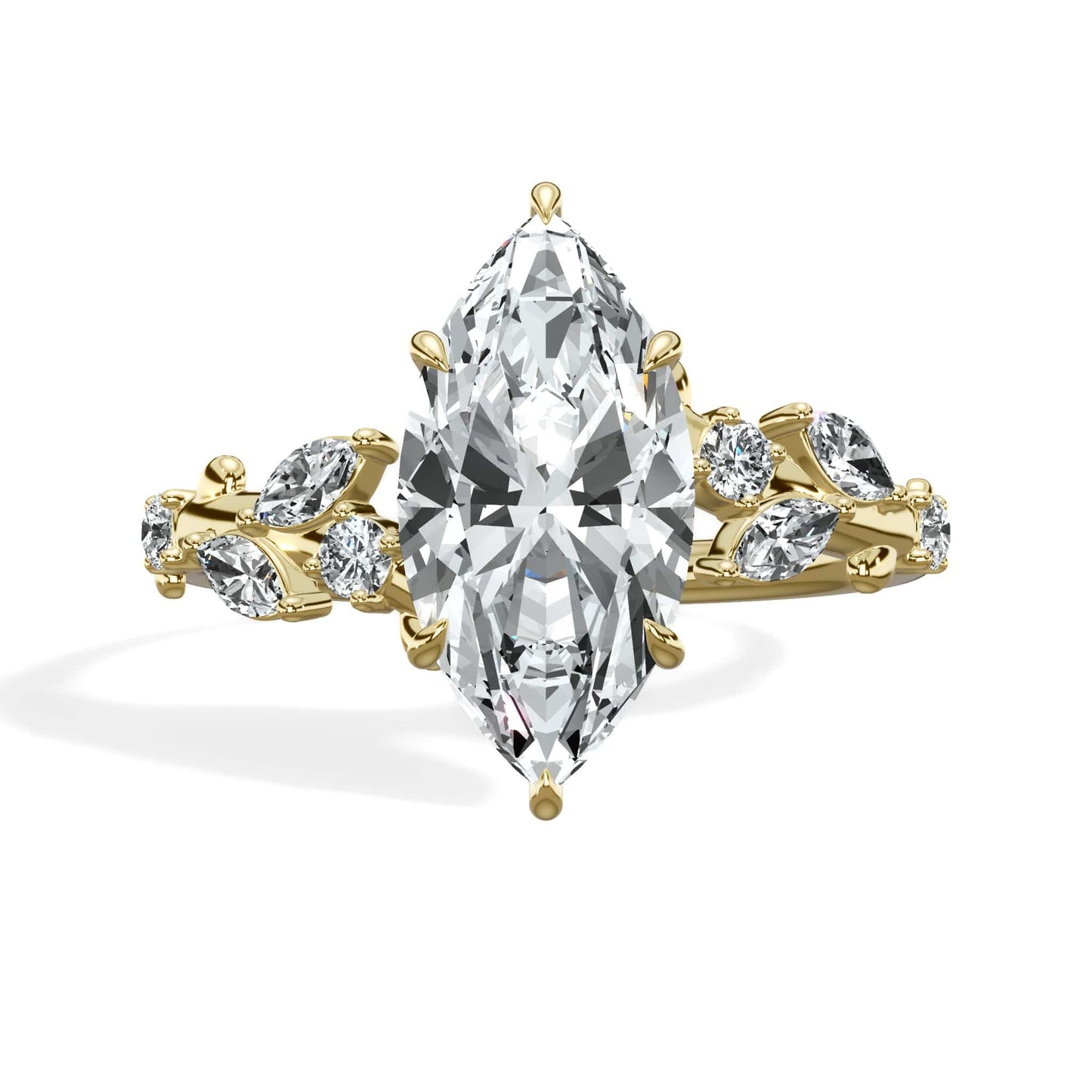 2.36 Carats Lab Grown Marquise Cut Diamond Floral Engagement Ring