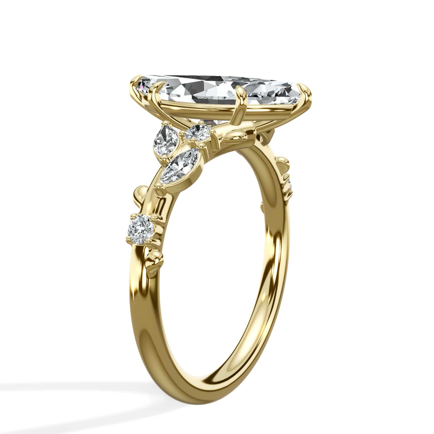 2.36 Carats Lab Grown Marquise Cut Diamond Floral Engagement Ring