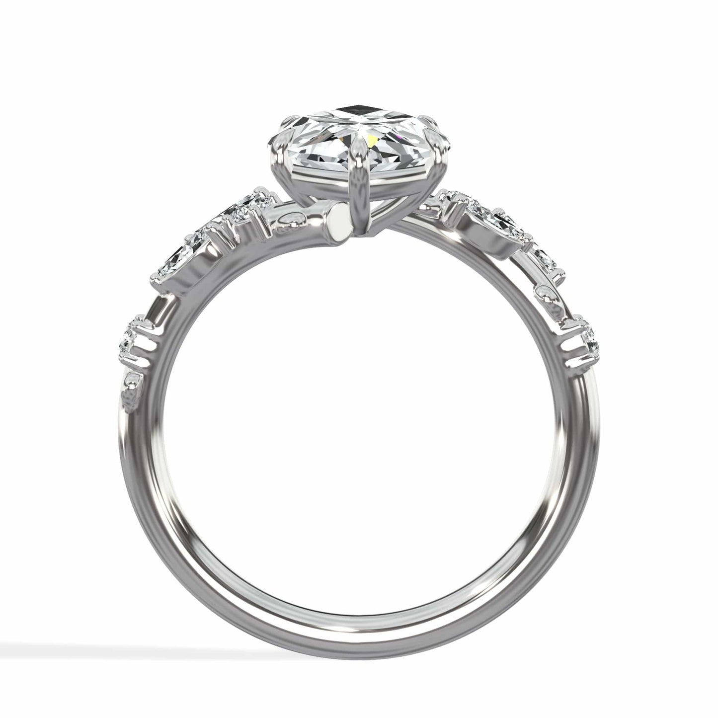 3.36 Carats Lab Grown Marquise Cut Diamond Floral Engagement Ring White Gold