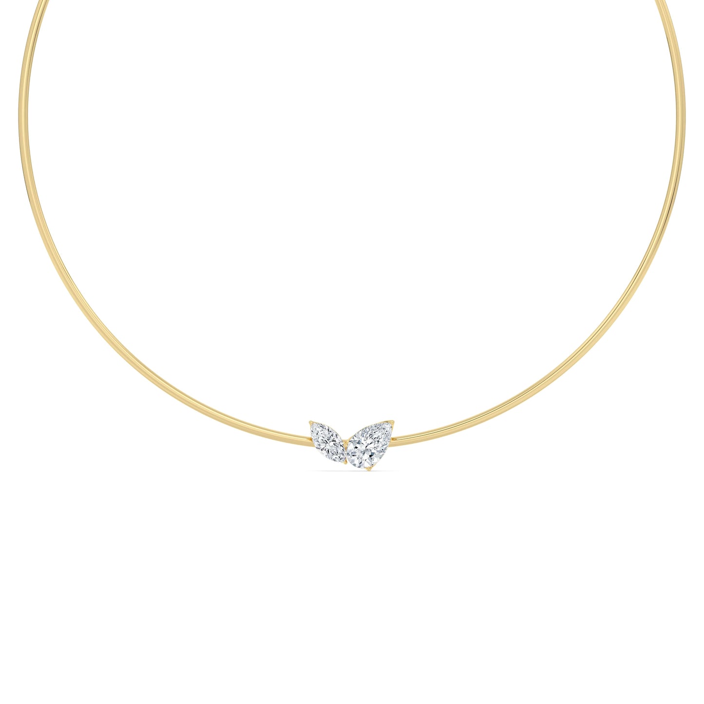 Collar Necklace With 3 CTW Pear & Marquise Cut Lab-Grown Diamonds In 14K Yellow Gold